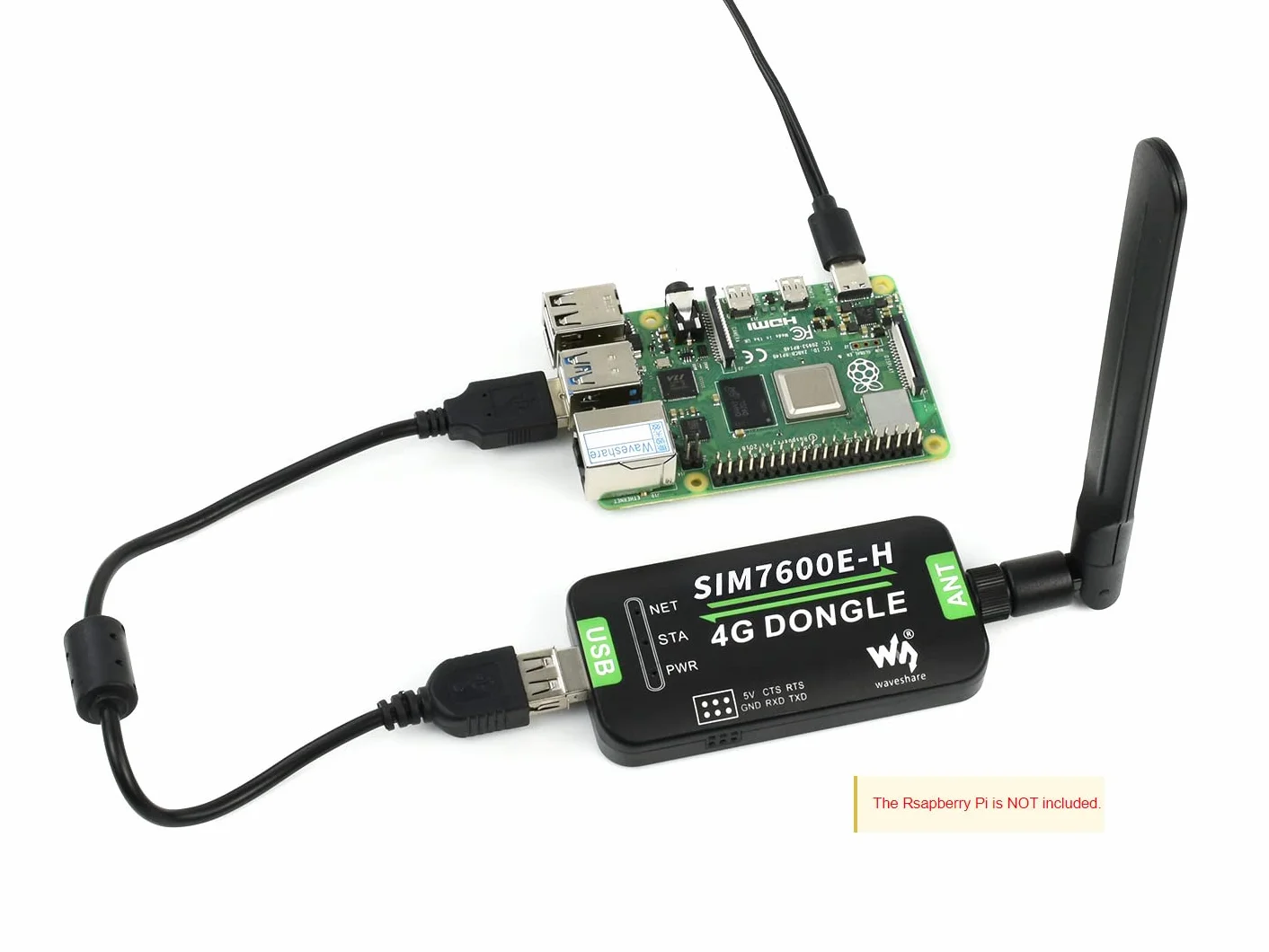 Waveshare SIM7600E-H 4G Dongle Antenna Industrial Grade GNSS Positioning Peripheral