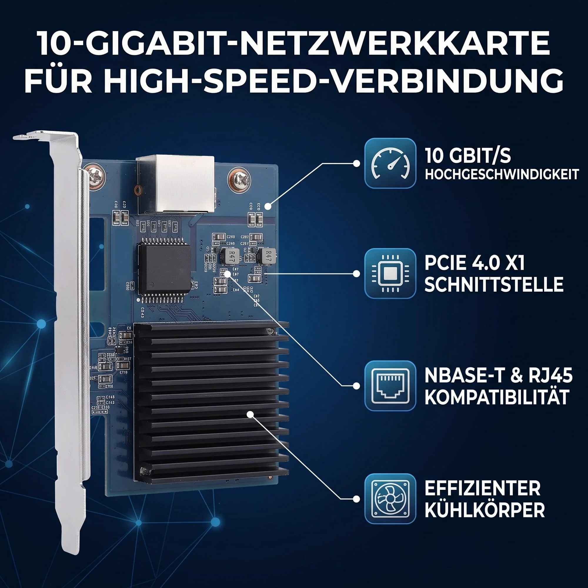 Carte Réseau PCIe 10Gbps, Puce RTL8127, Multi-Vitesse 10G/5G/2.5G/1G/100M/10M, PCIe 4.0x1, Adaptateur LAN NBASE-T RJ45, pour Serveur/Ordinateur de Bureau