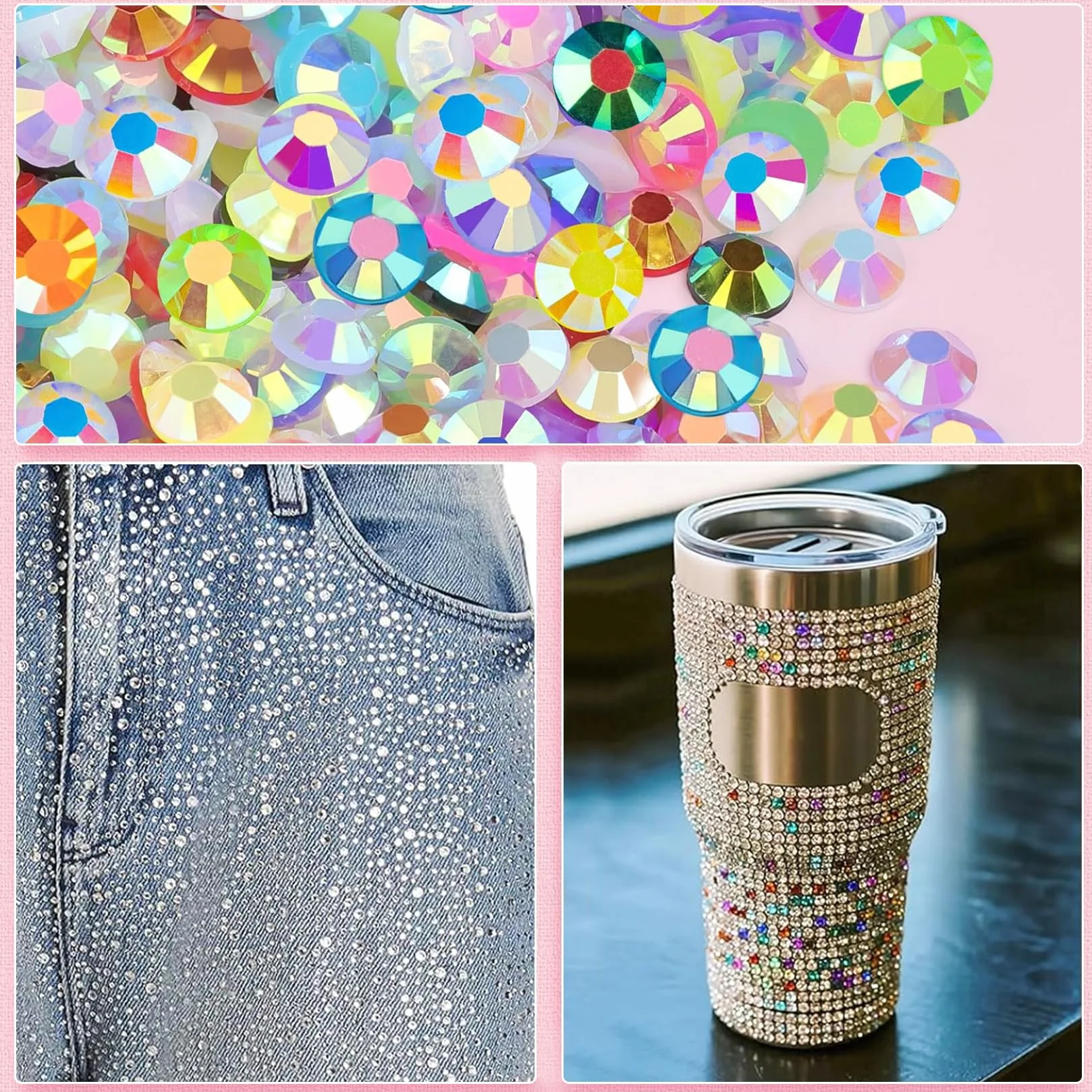 Kit de Strass en Résine 32 000 Pièces, 40 Couleurs Strass Plats Perles 3 mm pour Travaux Manuels, Décoration Ongles, Textiles