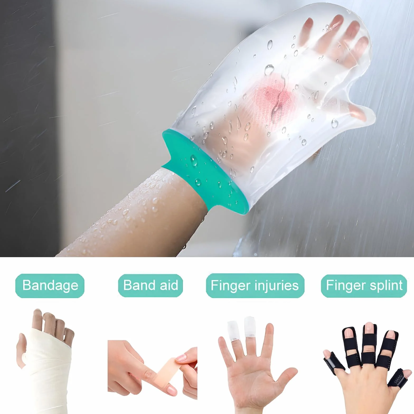 Protection Plâtre Douche Imperméable Réutilisable pour Doigt Poignet Transparent