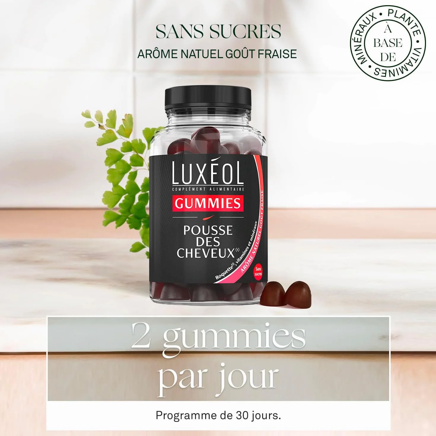 Luxéol Gummies Pousse Cheveux Complément Alimentaire 60 Gummies 1 Mois Fabriqué En France