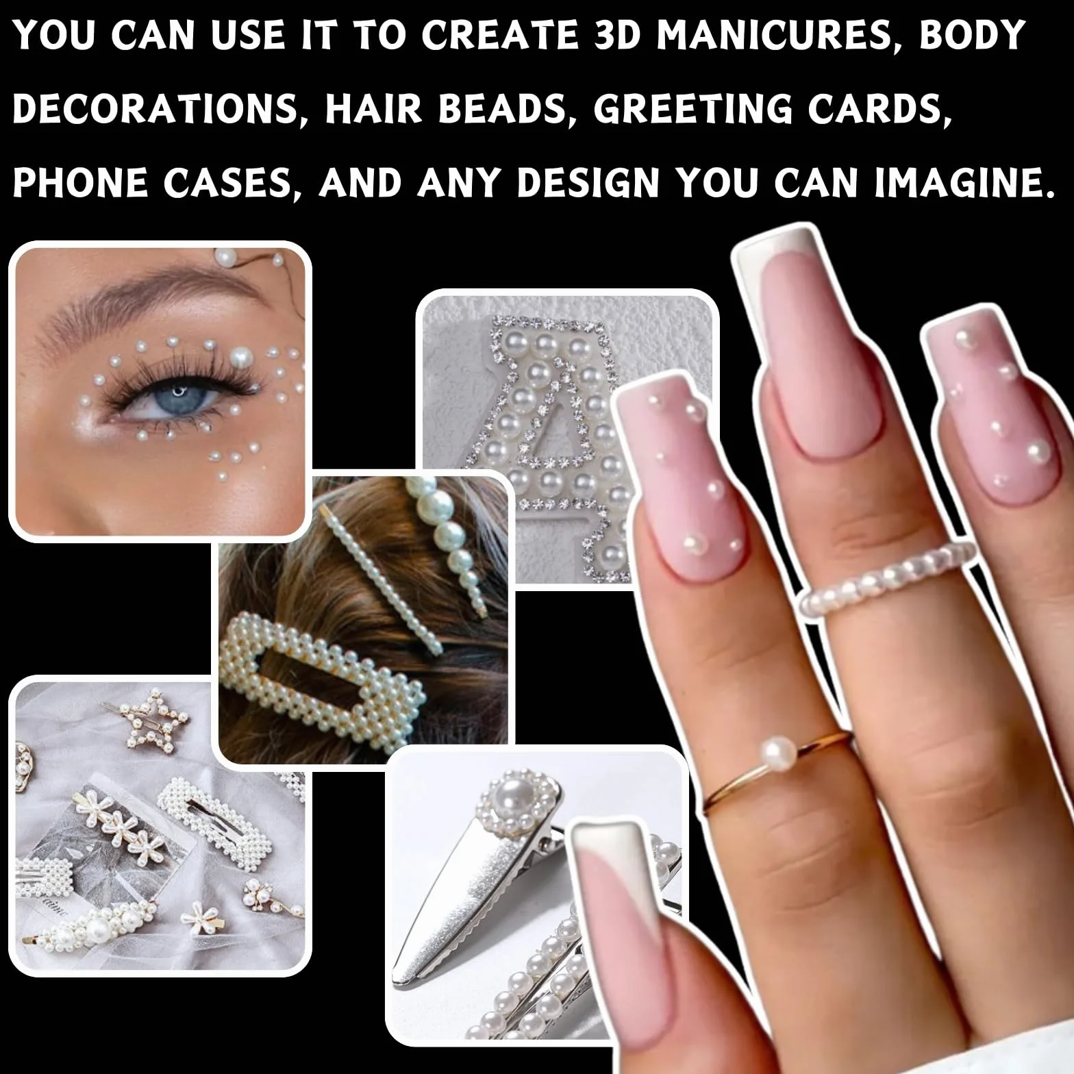 Perles Nail Art 12 Tailles, Perles Plates Demi-Rondes 2 Boîtes, Deco Ongle DIY