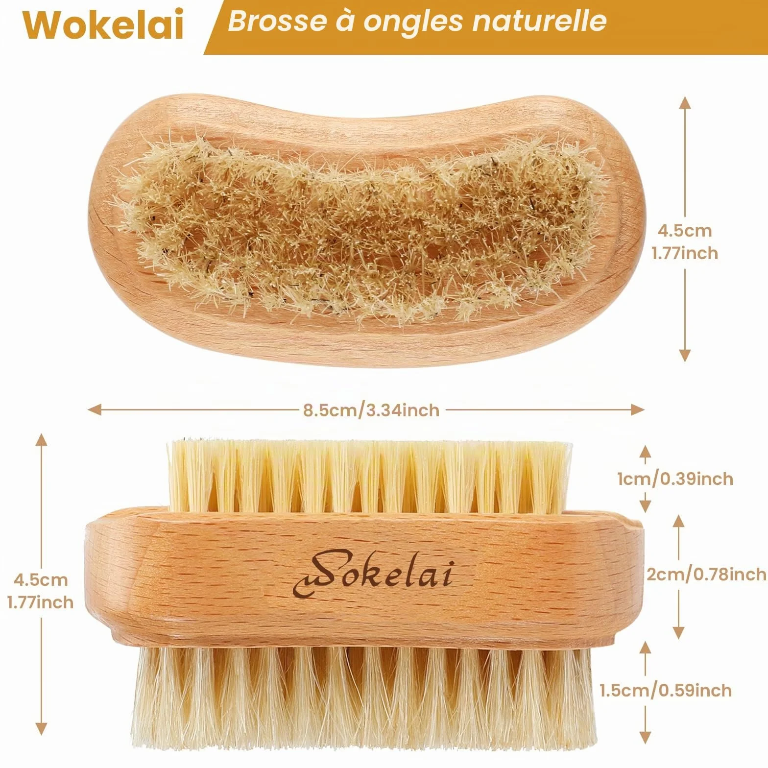Brosses à Ongles en Bois Naturel et Sisal pour Manucure et Pédicure, Lot de 2