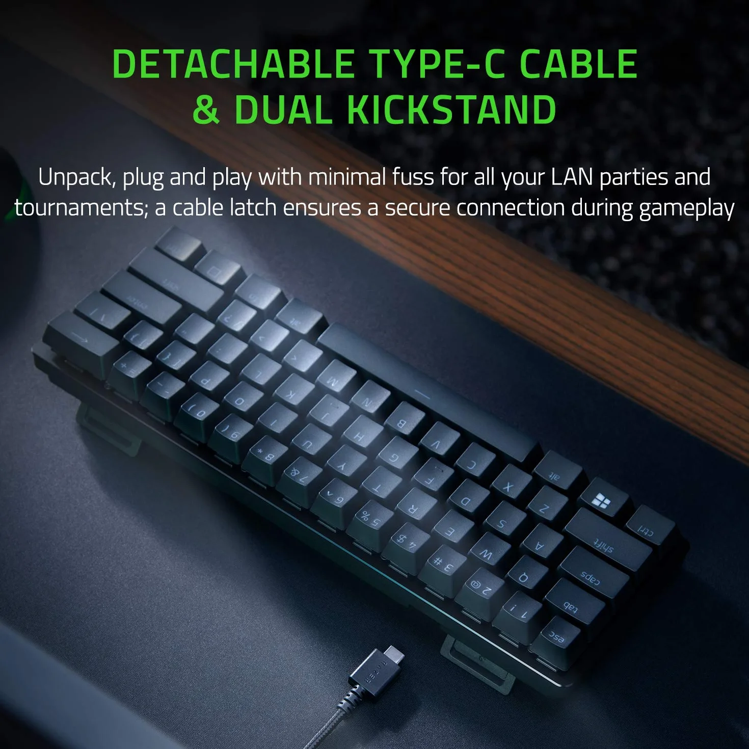 Razer Huntsman Mini 60% Teclado Para Juegos: Los interruptores de Teclado más rápidos Nunca, interruptores ópticos Clicky - Iluminación RGB Chroma - Teclas PBT - Memoria integrada - Negro clásico
