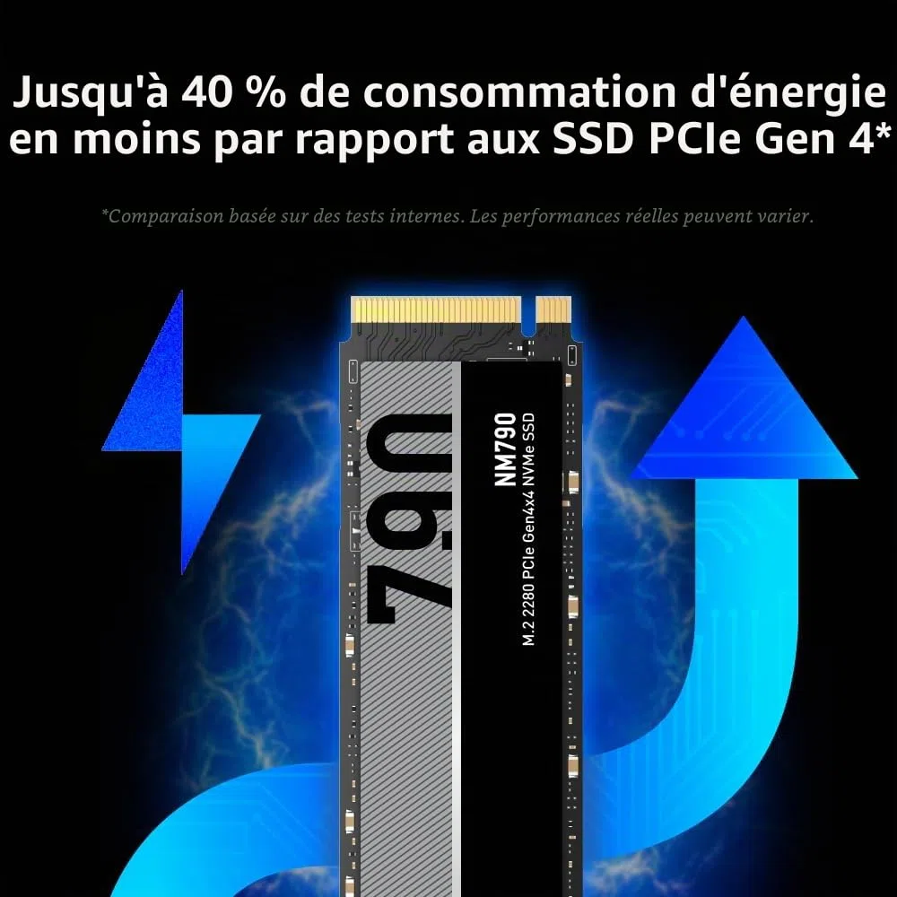 Lexar NM790 Disque SSD Interne PCIe Gen4 NVMe M.2 2280, jusqu'à 7400 Mo/s, Compatible avec PS5, pour Joueurs et créateurs (LNM790X004T-RNNNU)