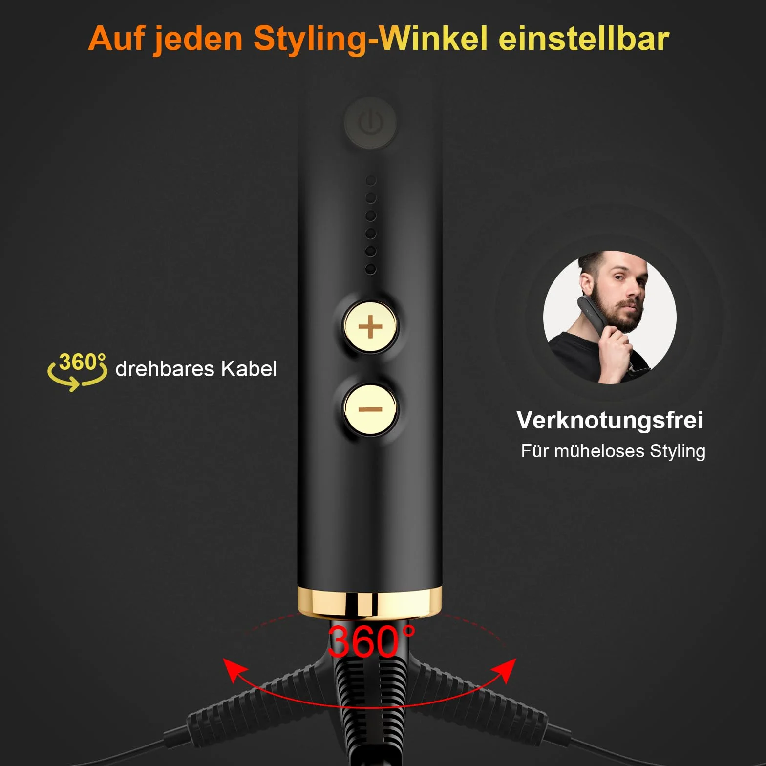 ANLAN Lisseur Barbe 2 en 1 Brosse Lissante Cheveux Professionnel Température Réglable 120°C-200°C Chauffage Rapide 30 Secondes