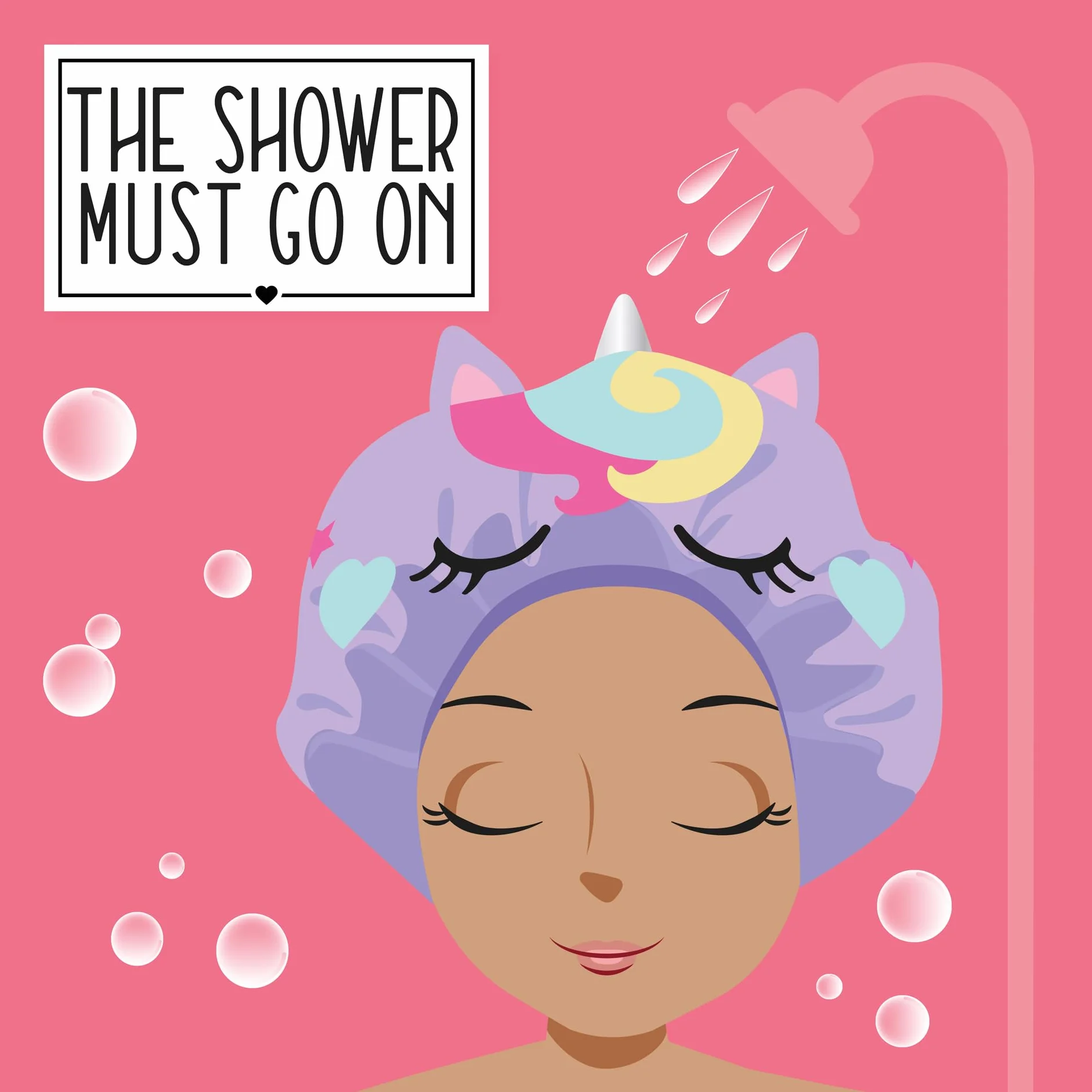 Legami Bonnet de douche The Shower Must Go On imperméable réutilisable EVA licorne