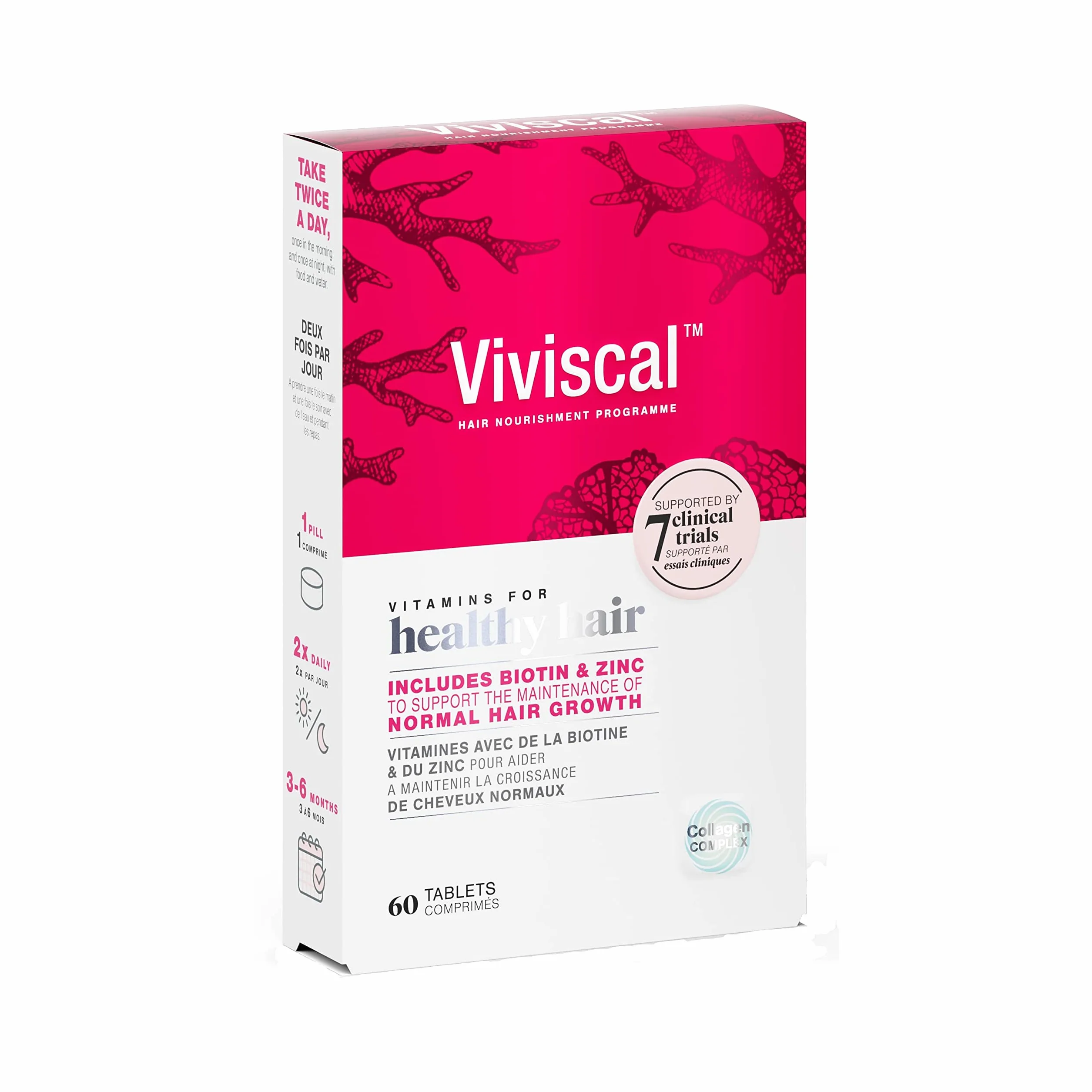 Viviscal Compléments Alimentaires pour Cheveux, Favorise la Pousse, 60 Gélules