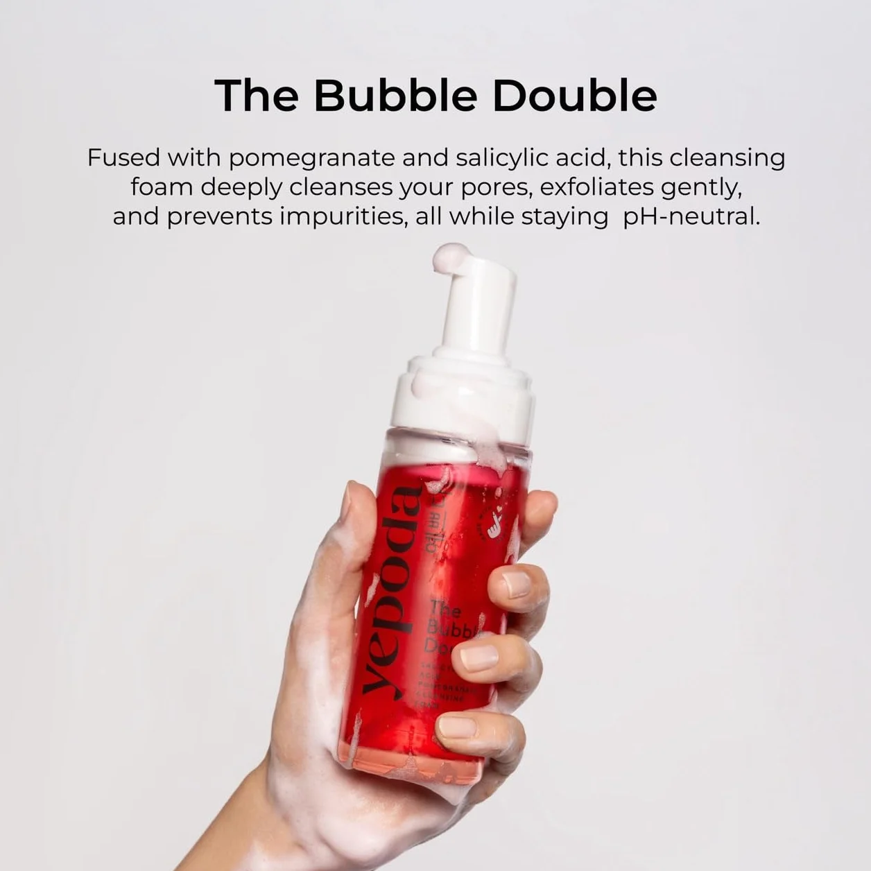 Yepoda The Bubble Double mousse nettoyante exfoliante douce 120 ml