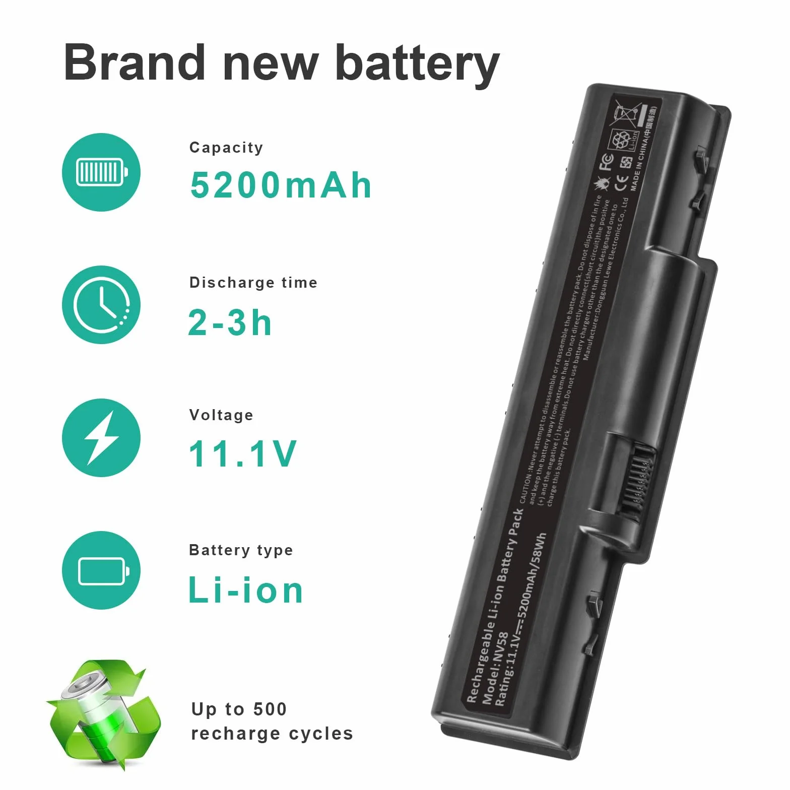 Batterie 5200mAh pour Aspire 4732Z 5332 5334 5516 5517 5532 5732Z 5734Z AS09A31 AS09A41 AS09A61 AS09A36 AS09A56 AS09A70