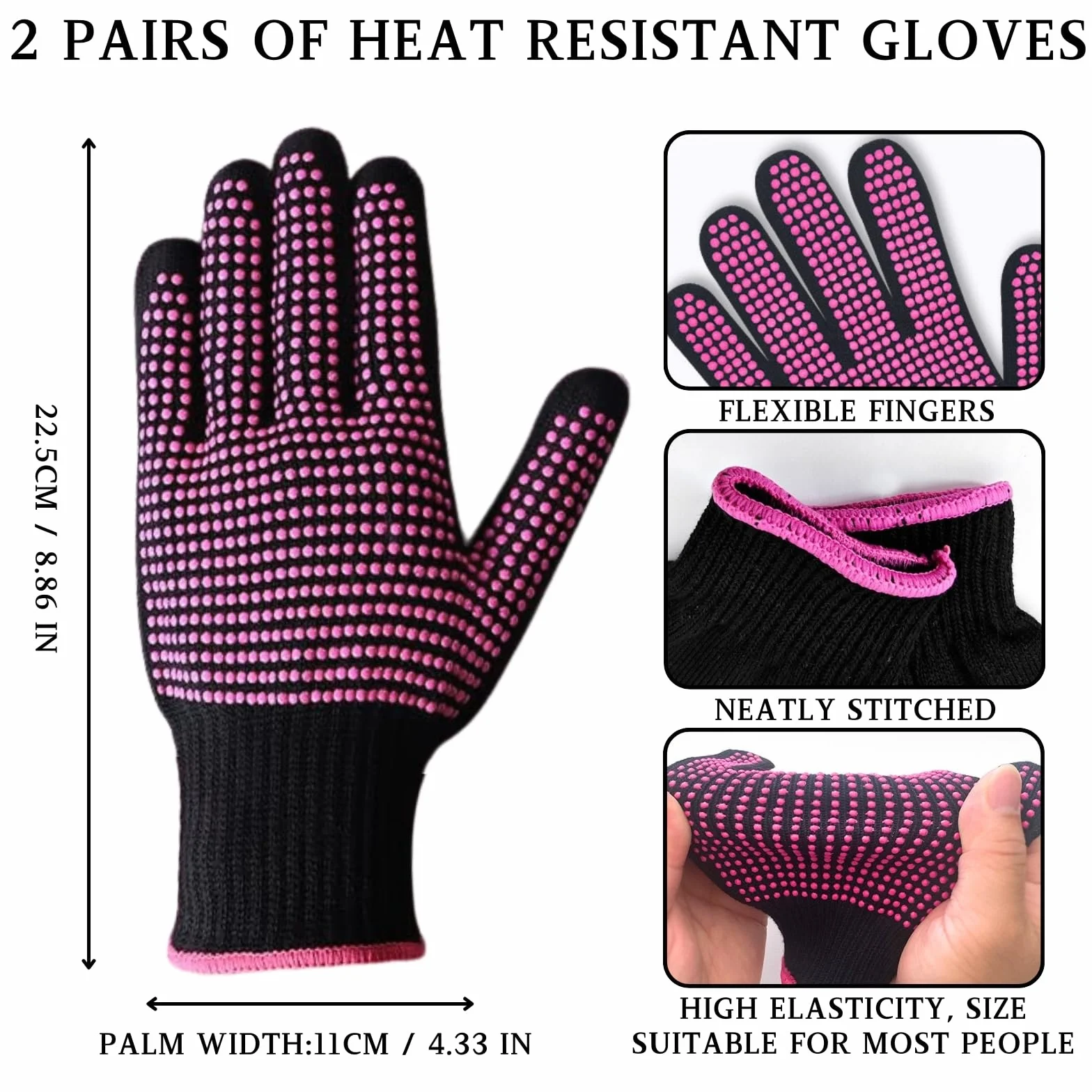 KEYRI Gants Résistants à la Chaleur Silicone pour Fer à Friser, Protection Coiffure (Rose Rouge)