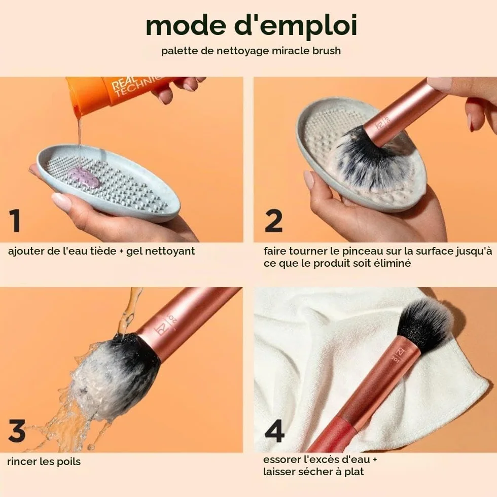 Real Techniques Palette de Nettoyage Gel Nettoyant Pinceaux Maquillage 8 Unité