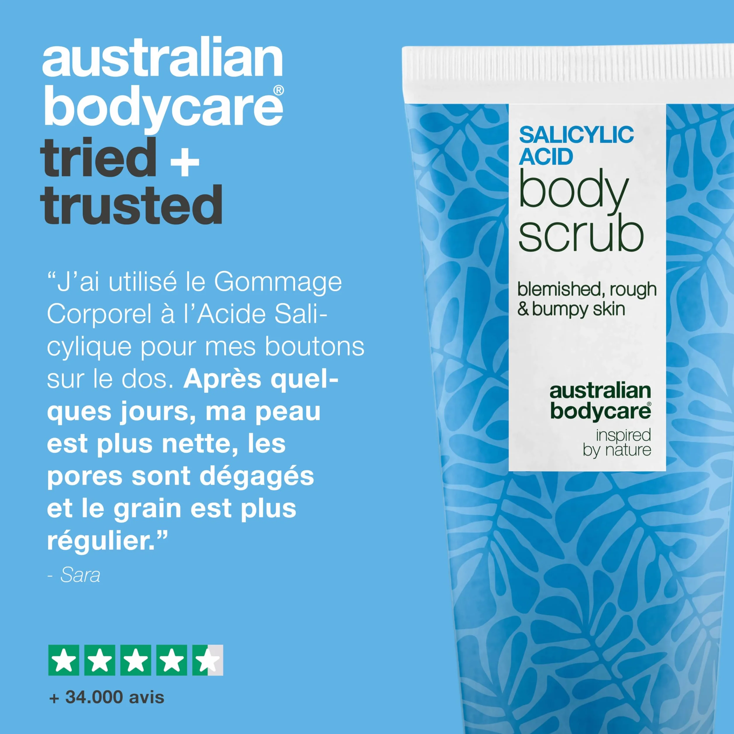 Gommage corps acide salicylique BHA AHA peeling anti-imperfections pores dilatés