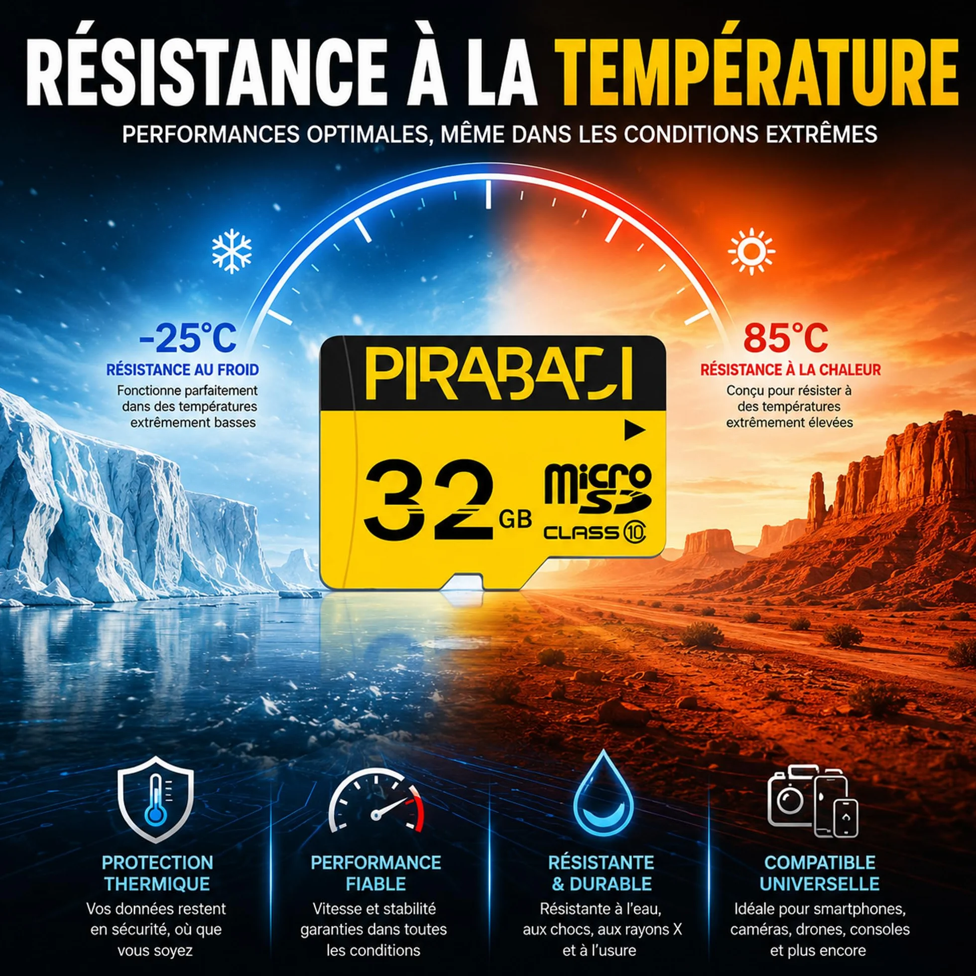 Carte Mémoire SD 32GB Original PIRABADI Ultra Extreme Pro Adaptateur