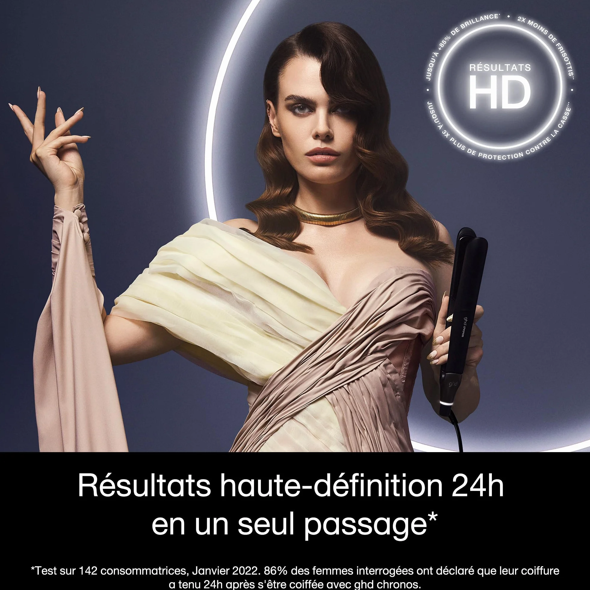 ghd Lisseur cheveux Chronos Fer à lisser professionnel coiffage rapide brillant sans chaleur extrême tous types cheveux