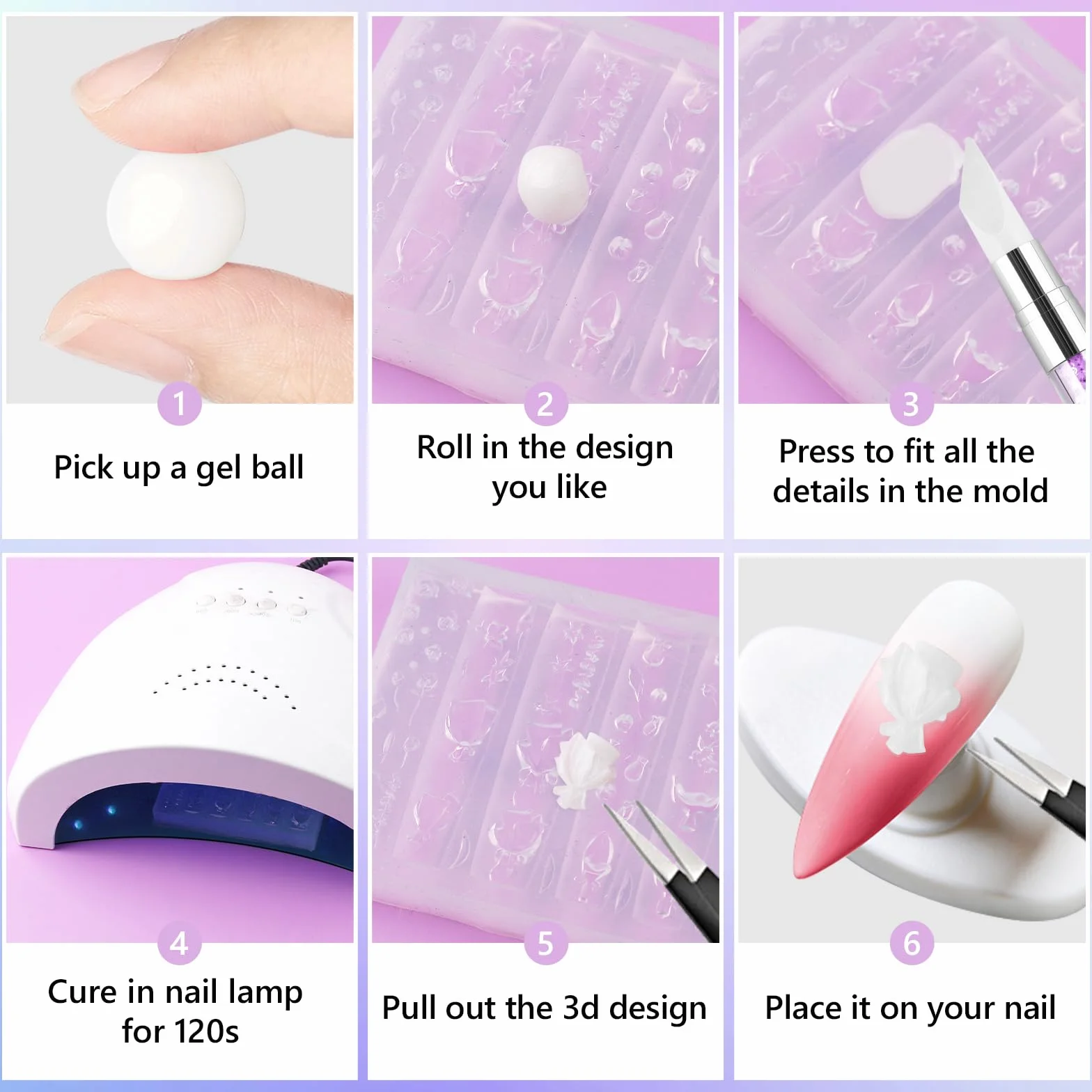 Moules Silicone pour Nail Art 3D Fleurs avec Stylo à Gravure, EBANKU 4PCS