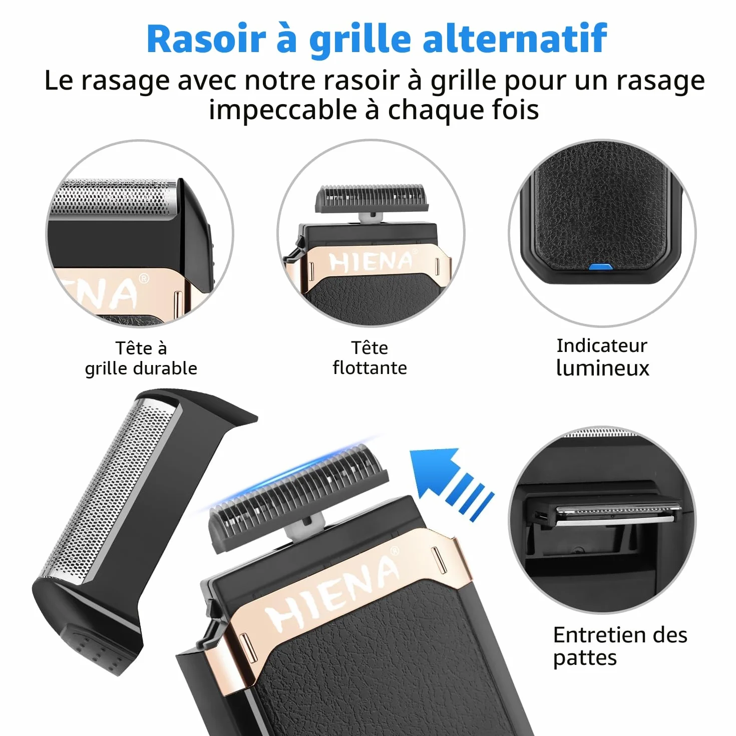 HIENA PRO Tondeuse à cheveux professionnelle homme sans fil rechargeable USB Set 814