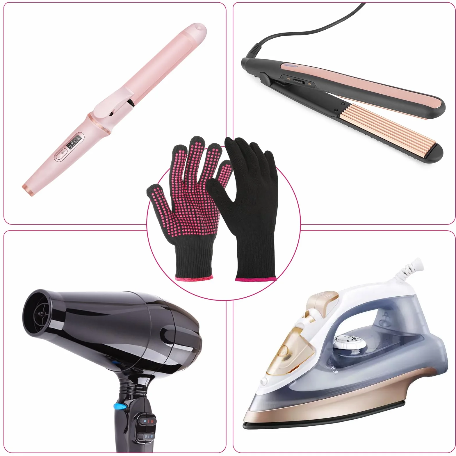 Dimeho Lot de 2 gants résistants à la chaleur pour coiffure