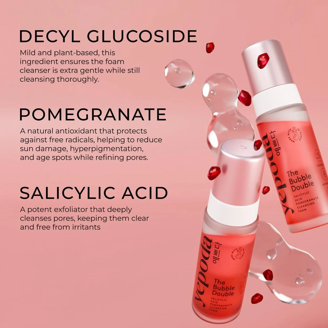 Yepoda The Bubble Double mousse nettoyante exfoliante douce 120 ml