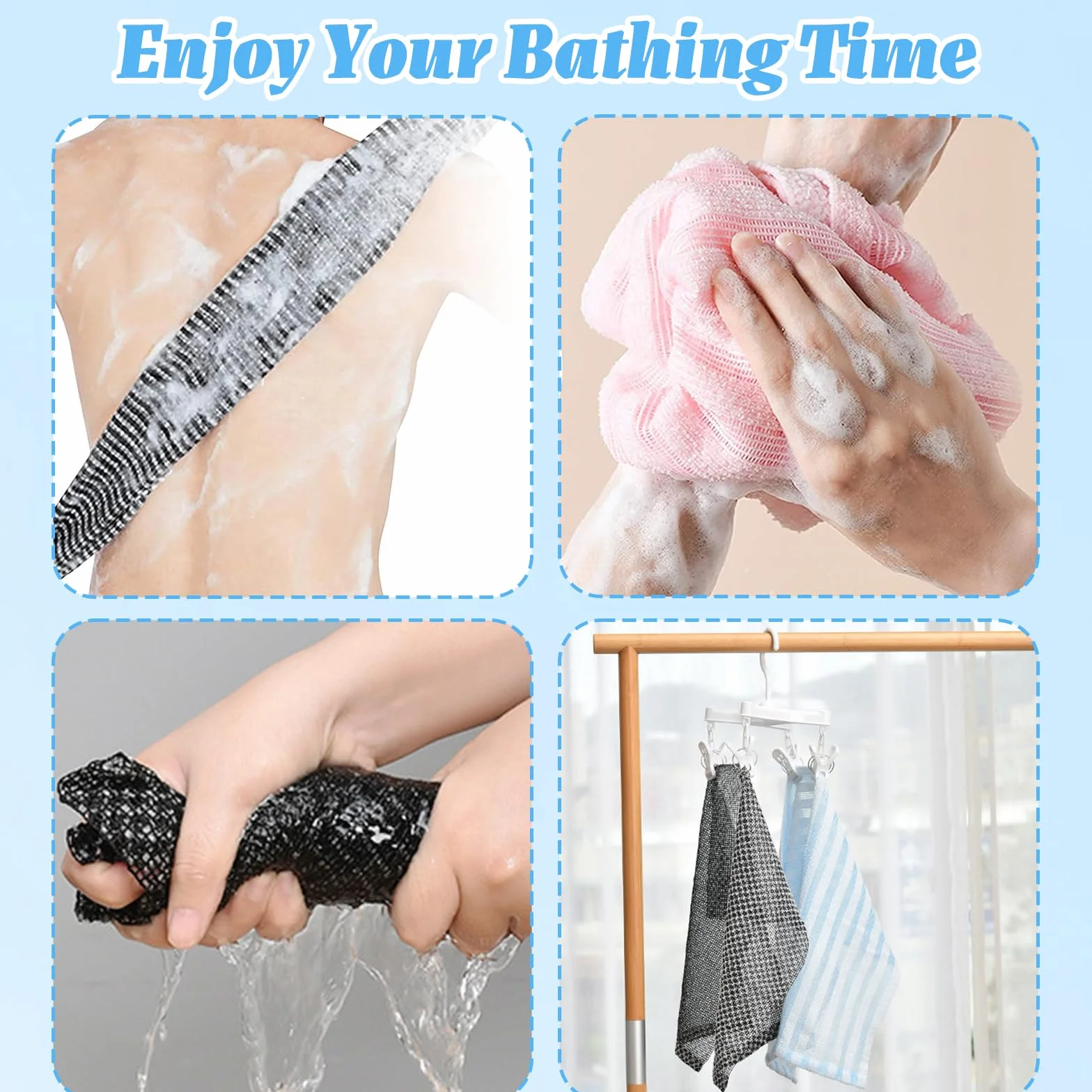 Serviette Exfoliante Douche 25×100 cm Japonaise pour Corps Dos Bras Jambes