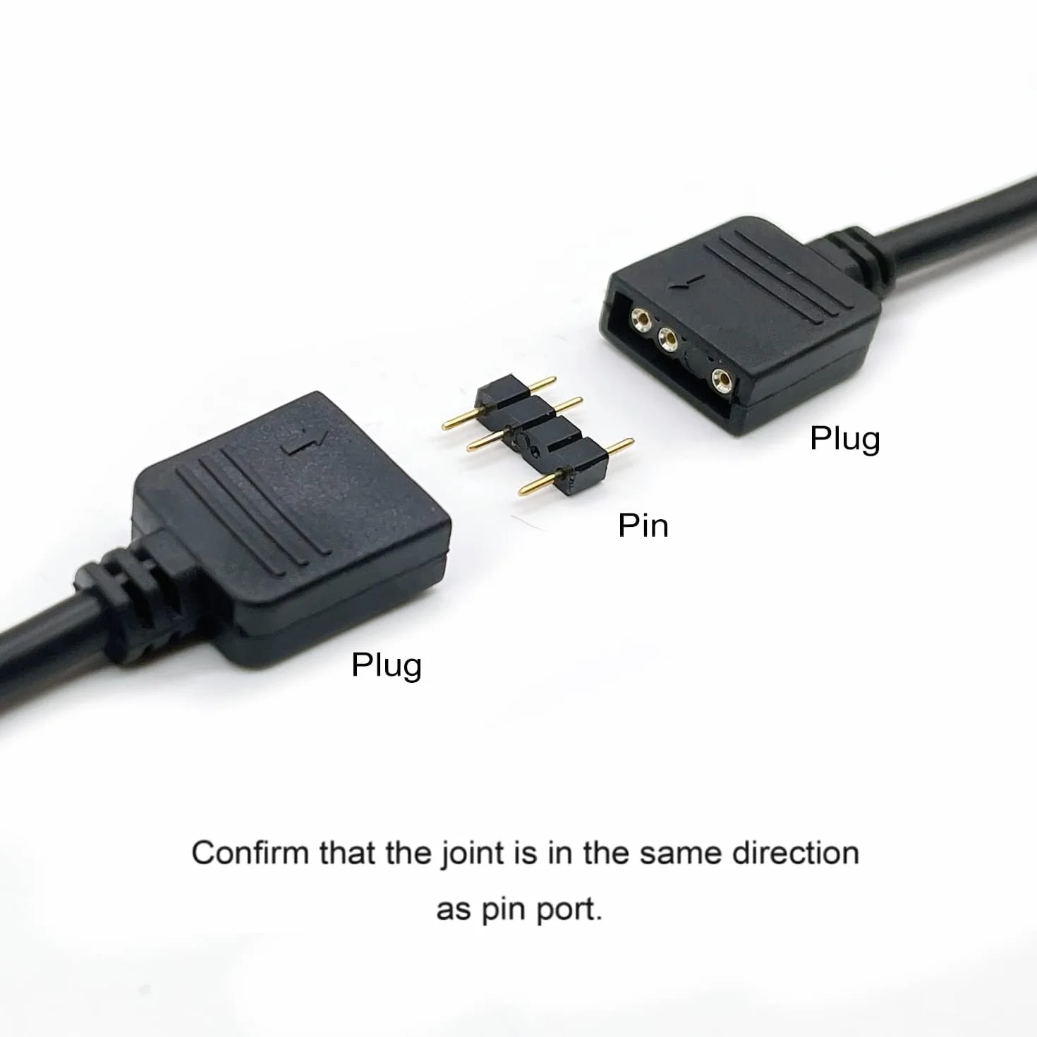 Répartiteur ARGB 2 Pièces Câble 5V 3 Broches femelle vers SM mâle pour Ventilateurs RGB LED Noir