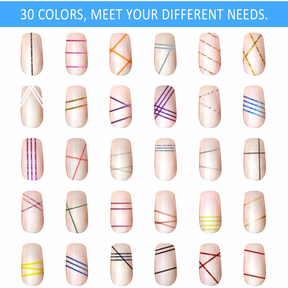Dadabig 60PCS Nail Art Stripes Sticker Autocollant Fil Striping Tape Bande Manucure Rouleau à Ongles Ruban