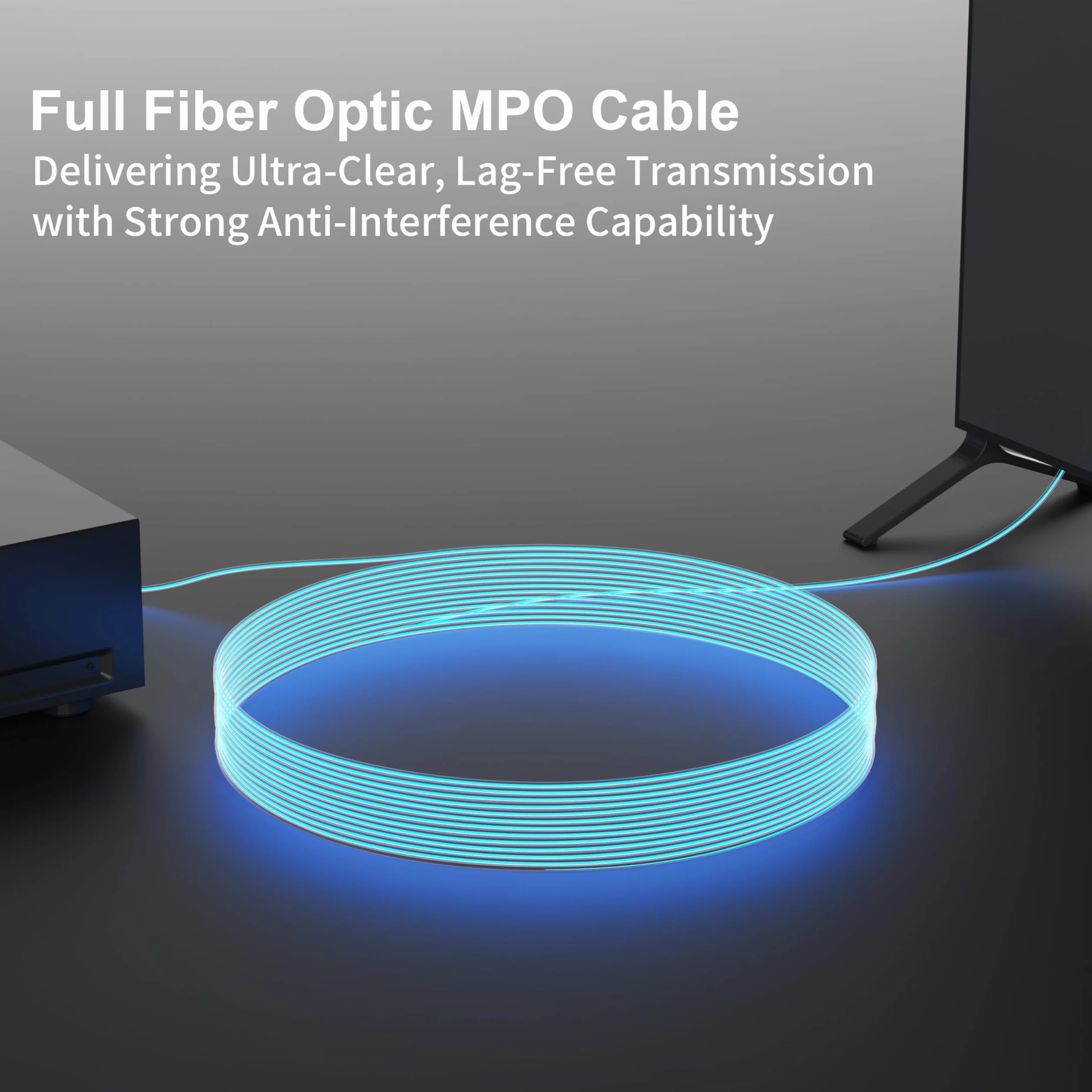 RUIPRO Câble MPO femelle-femelle tout fibre optique, armé, 7 fibres, 30 m | La gaine armée protège la fibre contre la traction, la flexion et la compression lors d'une pose encastrée ou en conduit