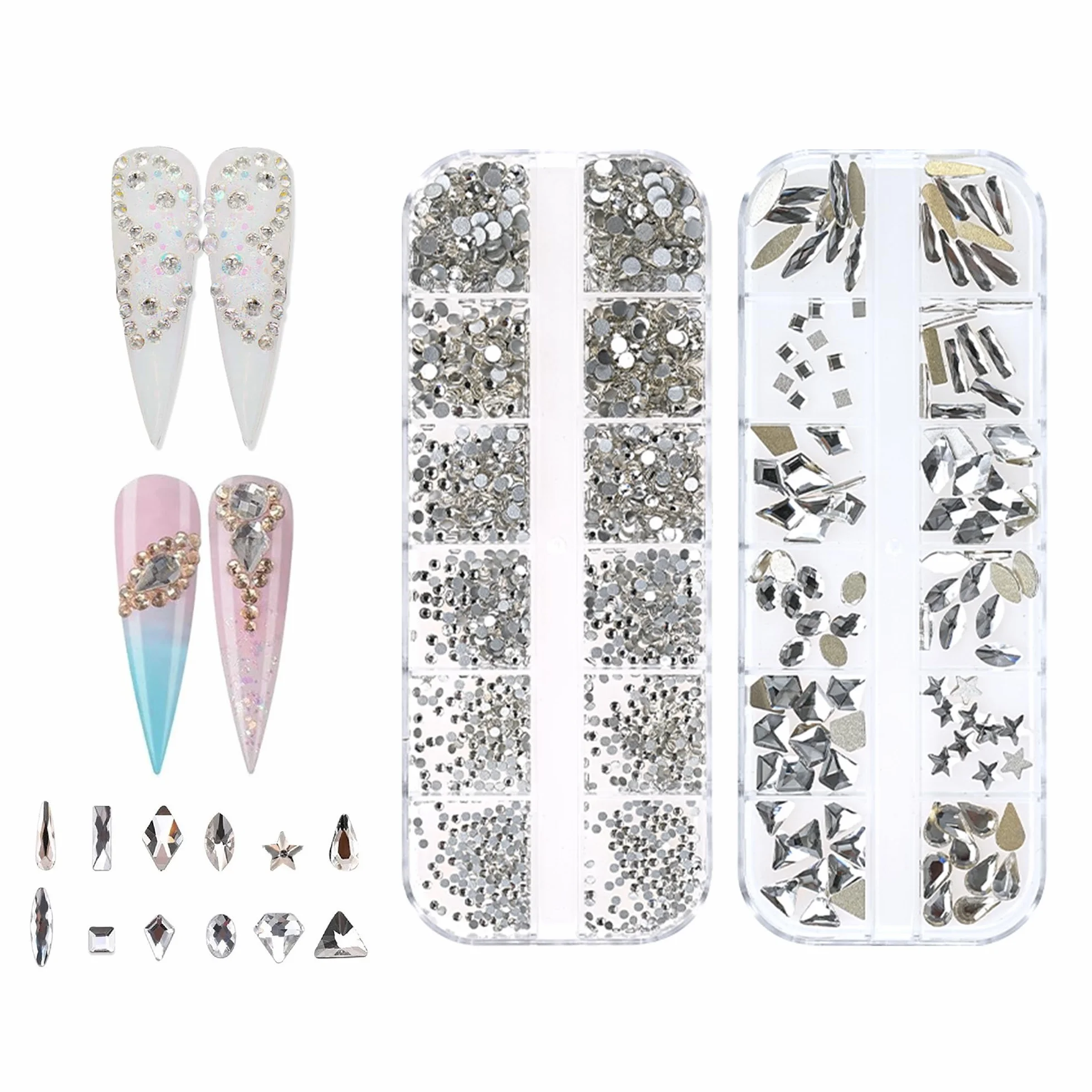 1920 Strass à Dos Plat en Verre, Pendentifs Cristal, Pierres Précieuses, Nail Art