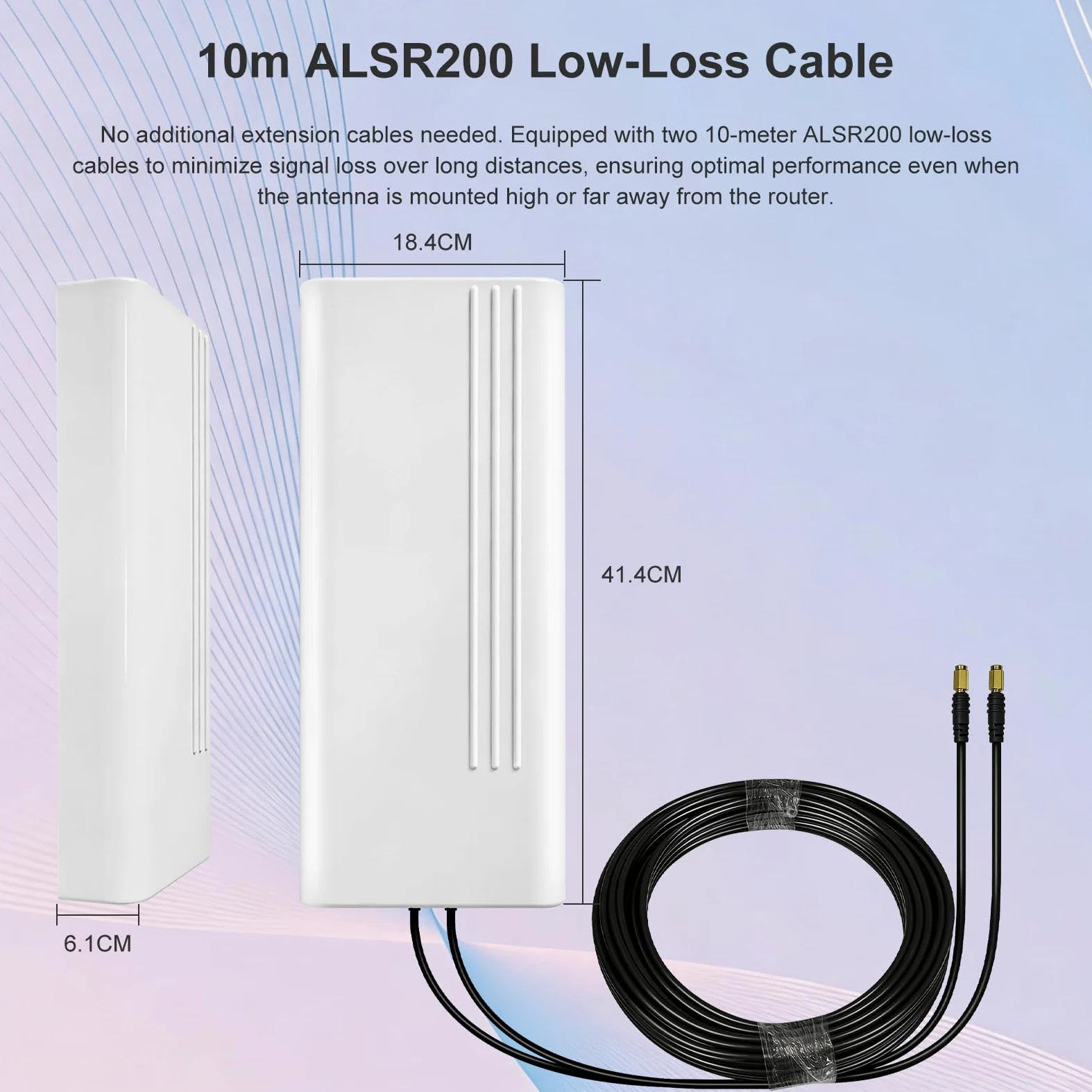 Antenne Extérieure 5G 22dBi, 600-6000MHz Directionnelle, 4G Antenne WiFi Dual-Polarisation LTE Antenne Mimo Exterieur Antenne SMA / 2 x TS9, pour Routeur 4G 5G,2 x Câble 10m Faible Perte