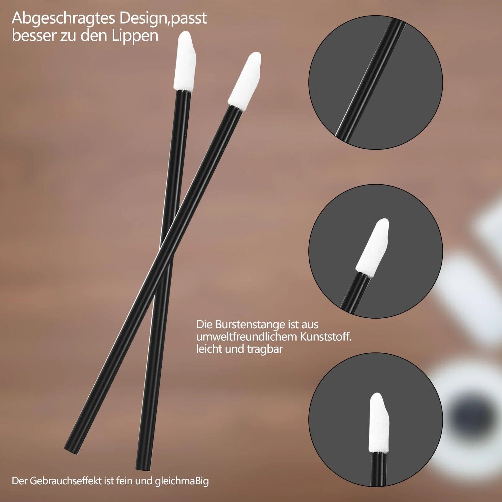 300 Pièces Pinceau à Lèvres, Applicateur de Rouge à Lèvres, Brosse à Lèvres Maquillage - Noir