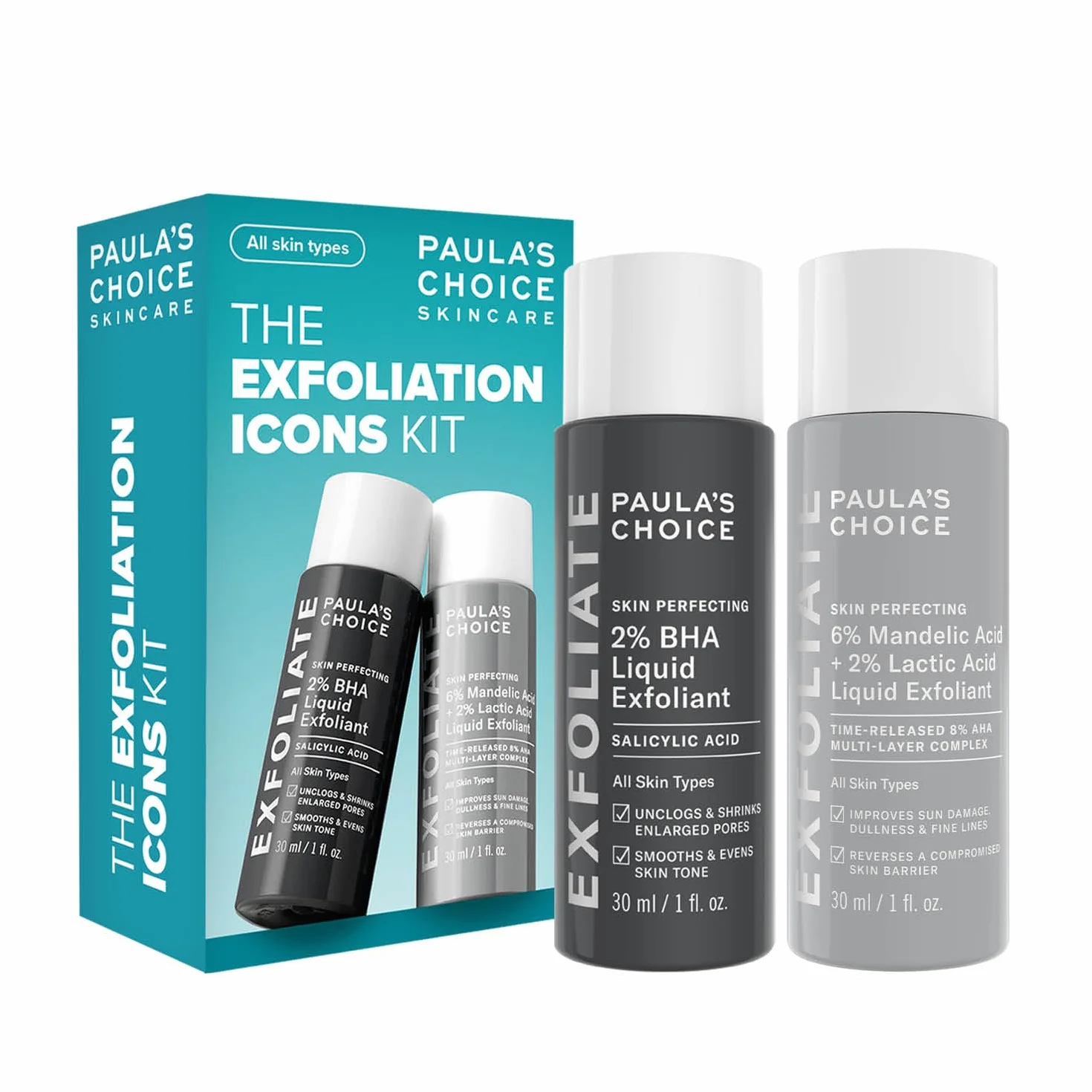 Paula's Choice Kit D'Exfoliants - AHA & BHA Exfoliant Liquide pour une Peau Plus Éclatante