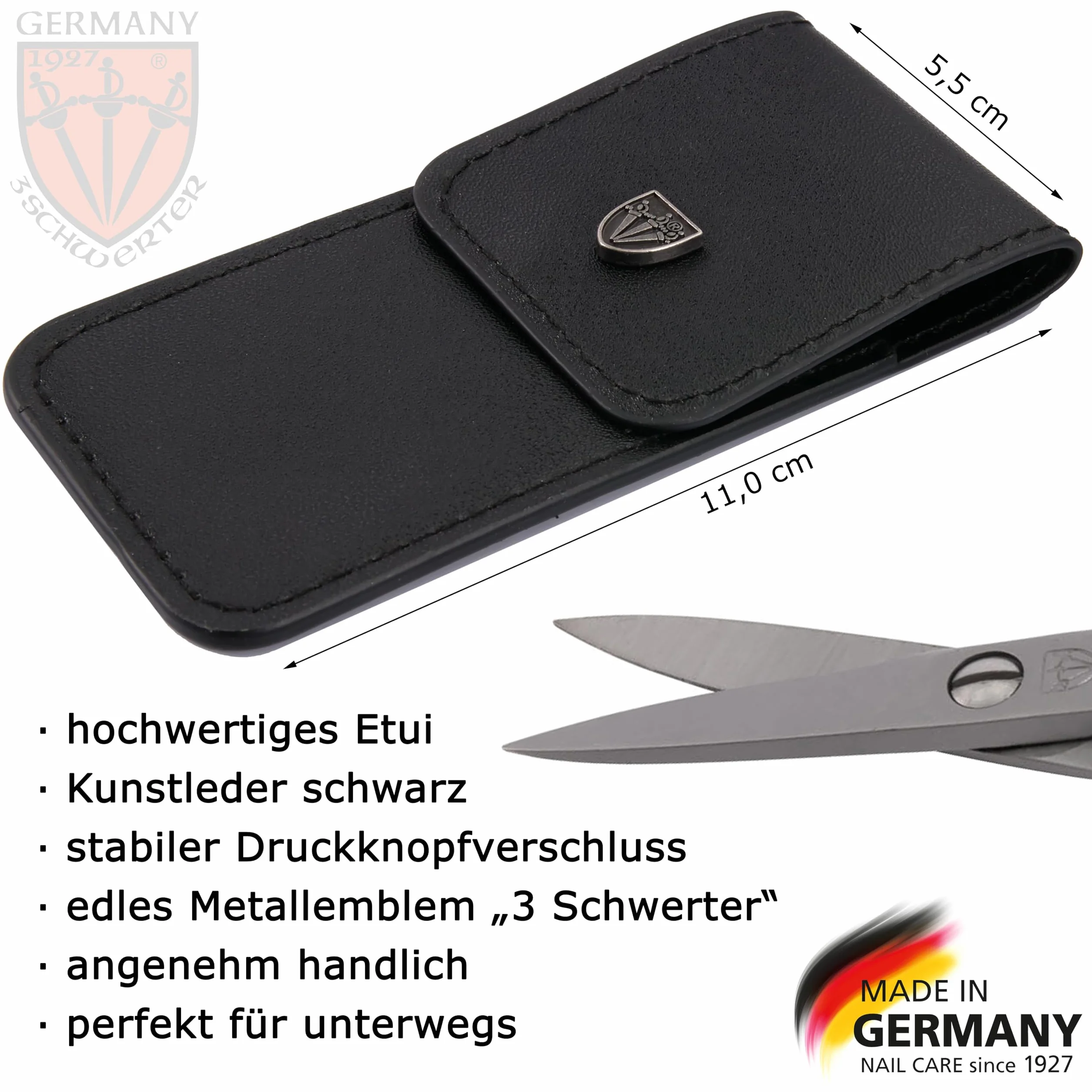 Drei Schwerter Ciseaux à peau arrondie en acier inoxydable Ciseaux À Ongles Droits