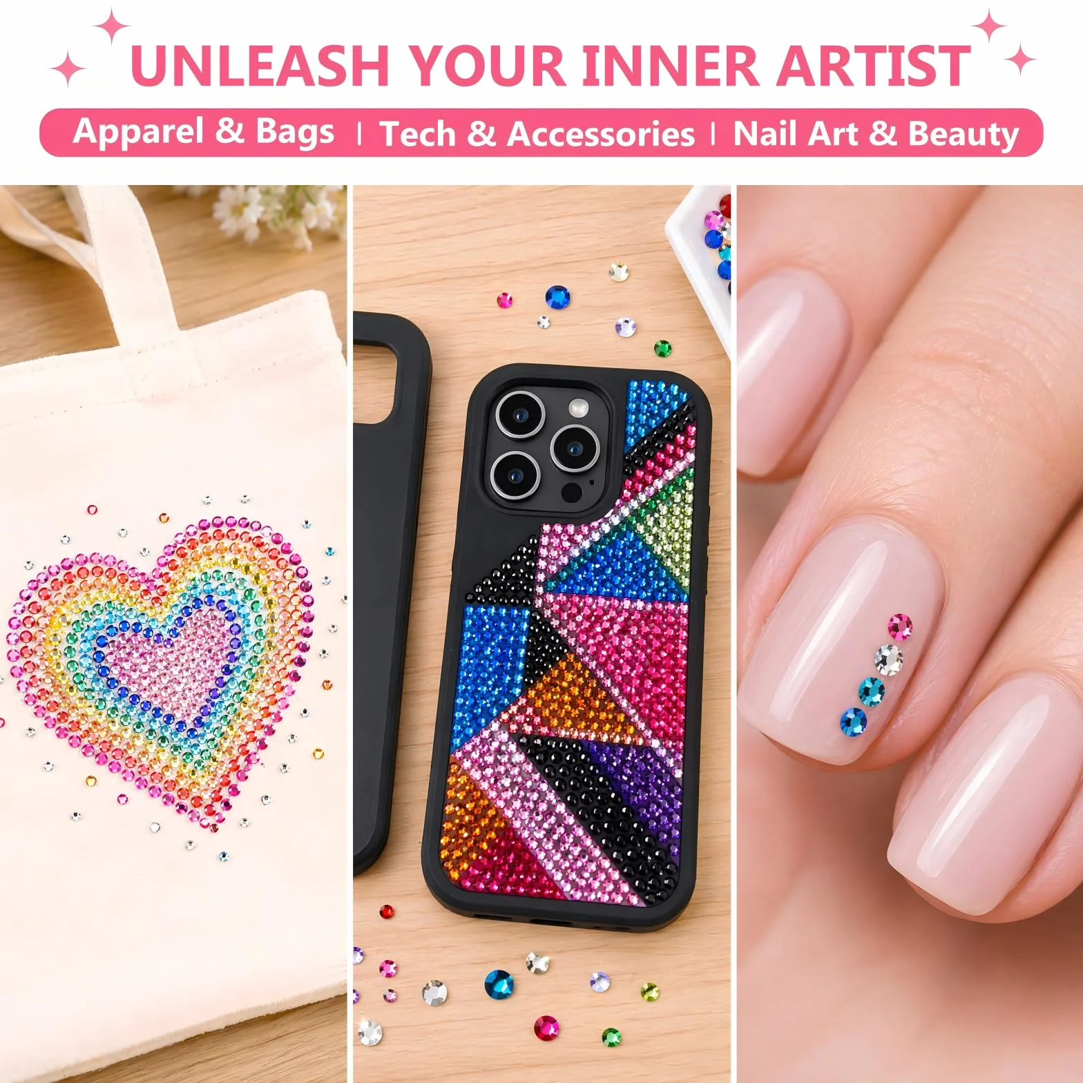 24 Couleurs 3mm Strass Ongle Nail Art, 20000+ Pcs Bedazzling Kit avec Pince à Épiler, Stylo à Pointiller, Rhinestone pour DIY
