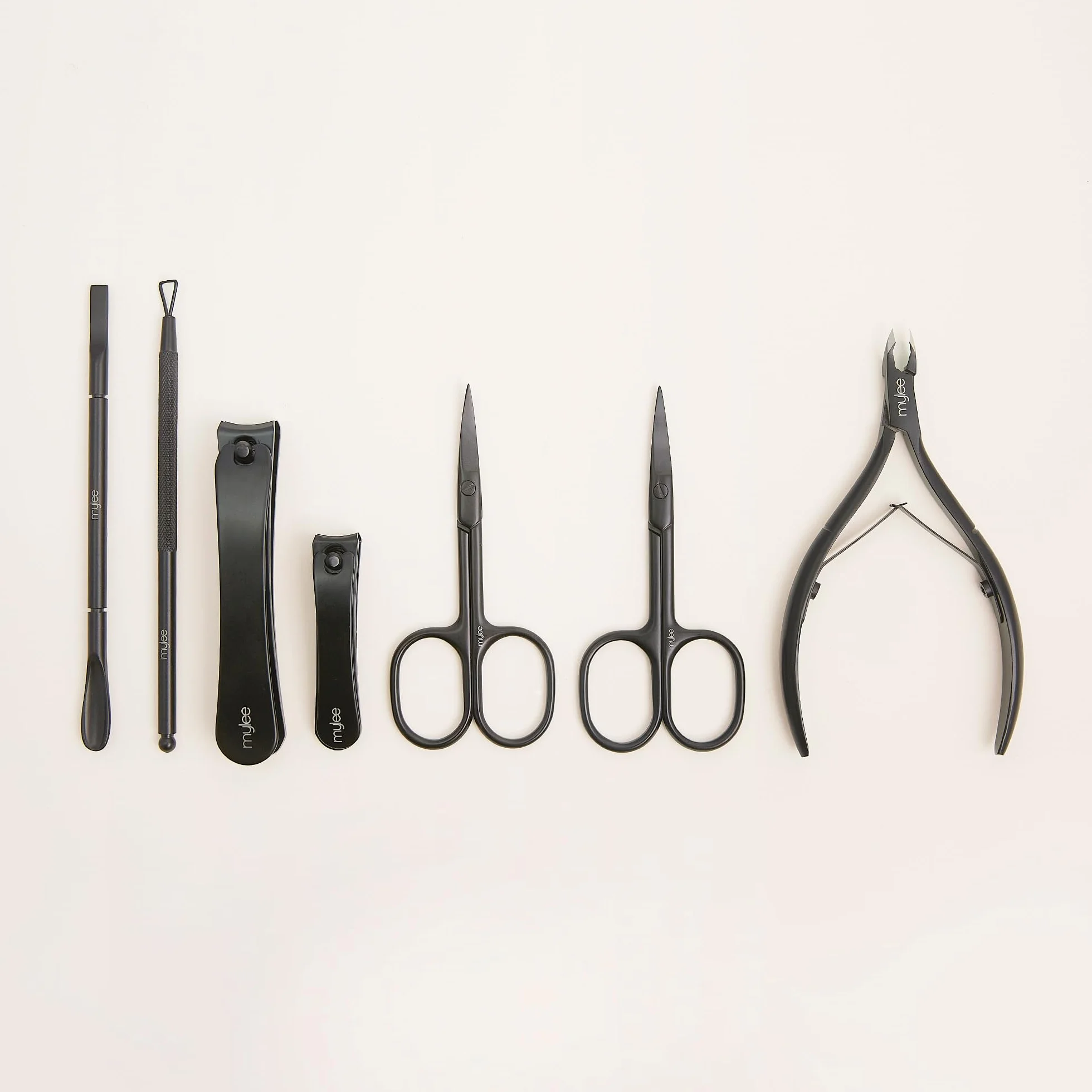 Mylee Ciseaux à ongles à bords droits en acier inoxydable noir mat