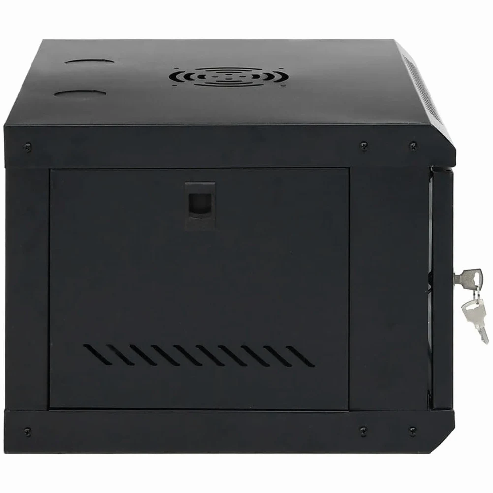 6HE Boîtier mural 19" - Armoire réseau - 53 x 40 x 30 cm - Noir - Verrouillable - Avec porte en verre - IP20