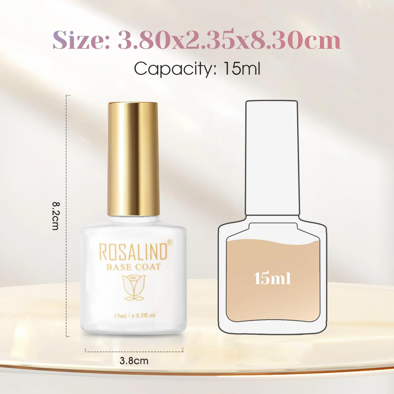 ROSALIND Base Coat Vernis Semi Permanent 15ml UV LED Soak Off Gel Polish