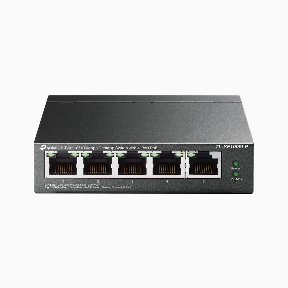 TP-Link Switch PoE 5 Ports RJ45, 4 Ports PoE+, TL-SF1005LP