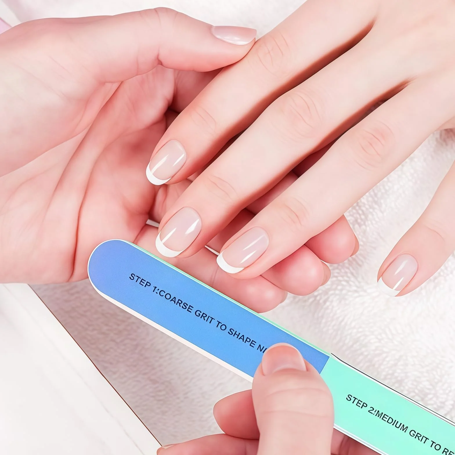 Yamobi 6 pièces Lime à ongles 4 faces pour ongles naturels, blocs de polissage en gel, lavables