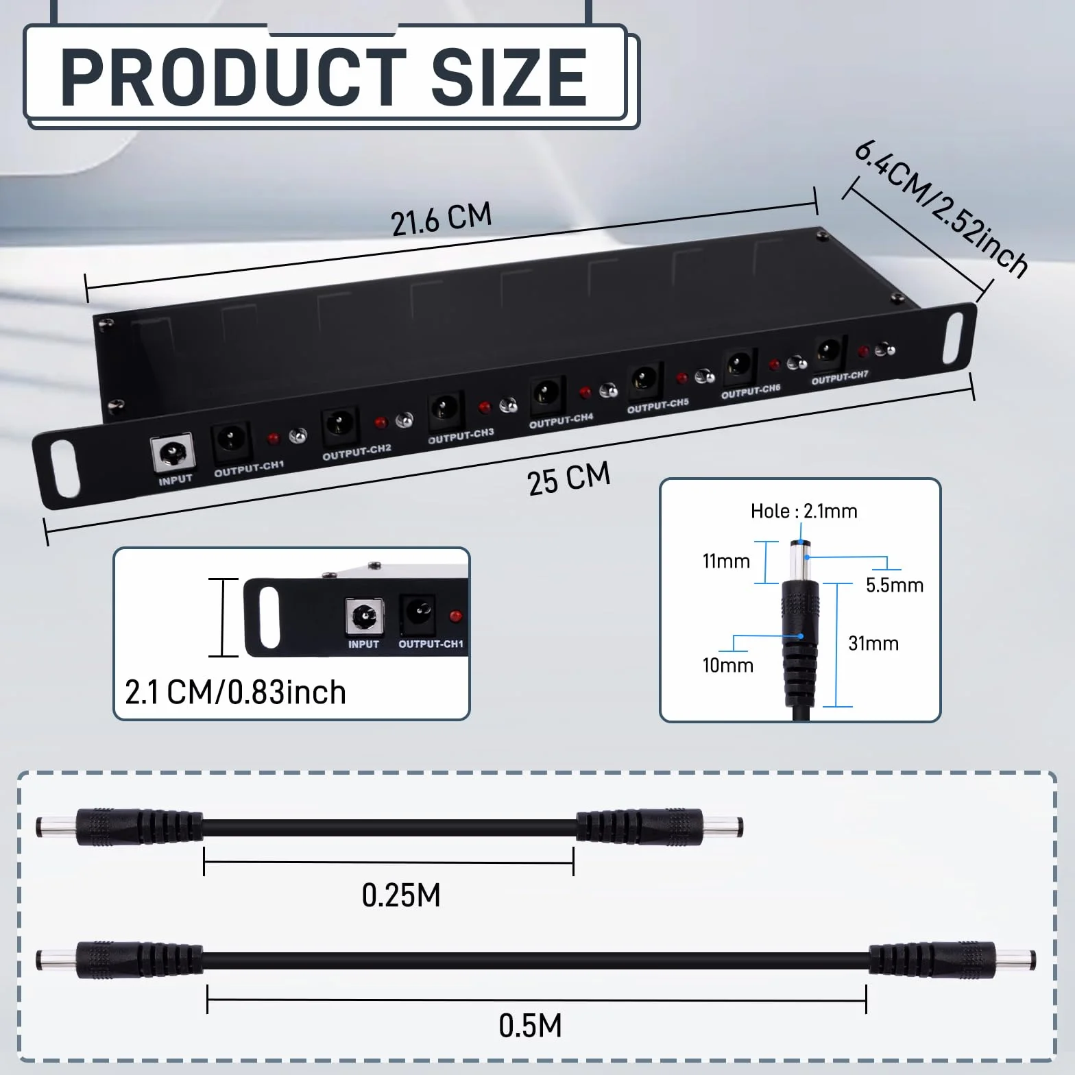 GeeekPi RackMate Accessories DC PDU Lite 7-CH 0.5U
