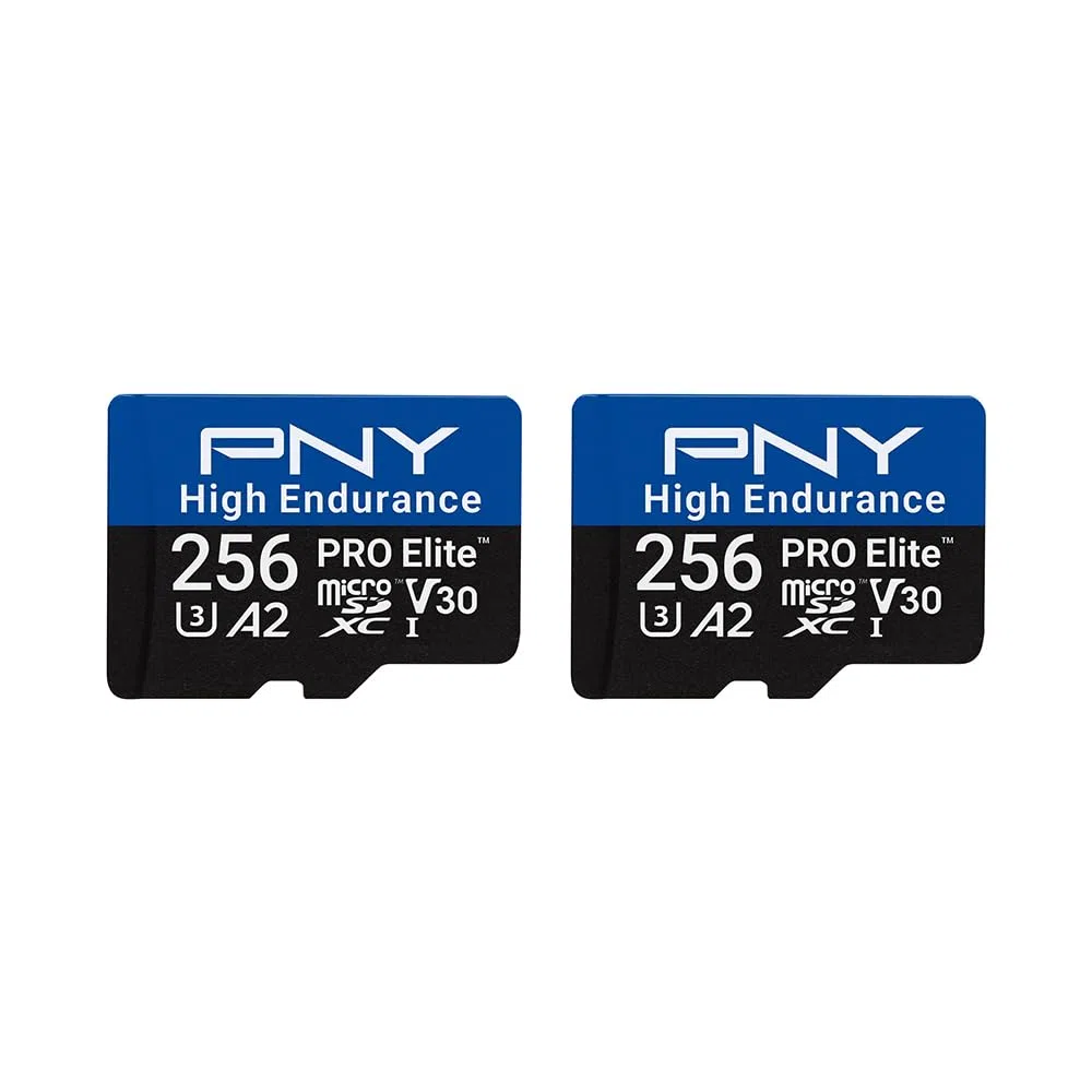 PNY 2X 256GB Pro Elite High Endurance C10 U3 V30 A2 microSDXC Carte Mémoire