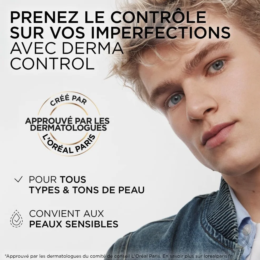 L'Oréal Men Expert Derma Control Pâte S.O.S Anti-Imperfections Soin Localisé Anti-Boutons Masque Purifiant Niacinamide Acide Glycolique 45 ml