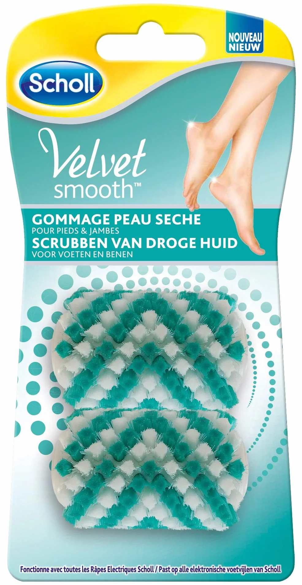 Scholl Velvet Smooth Rouleau Gommage Peau Sèche Pieds & Jambes - Boîte de 2 Rouleaux