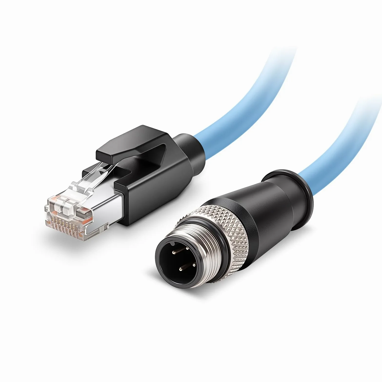 Câble industriel M12 4 broches mâle D code vers RJ45 High Flex Cat6 blindé étanche Ethernet haute vitesse de transfert de données POE PROFINET/EtherNet