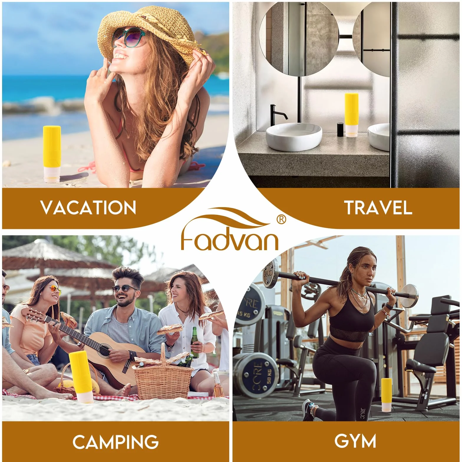 FDADVAN Flacon Voyage en Silicone 4PCS 100ml Mini Bouteille Shampoing Lotion Gel Douche Kit Travel