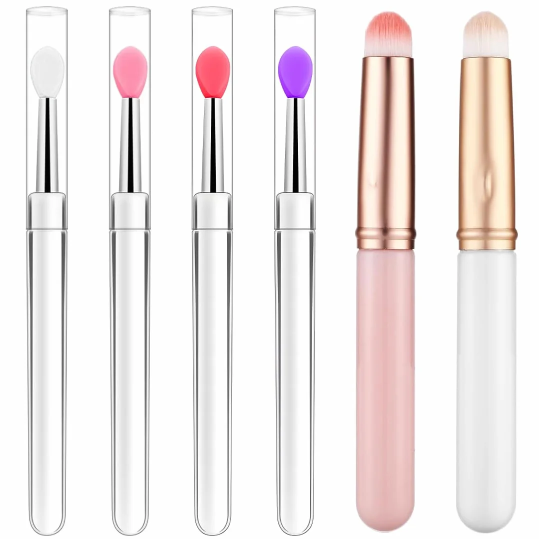 Pinceaux réutilisables pour les lèvres - applicateurs bâtonnets et brosse, pinceaux exfoliants en silicone doux, pour maquillage précis des lèvres