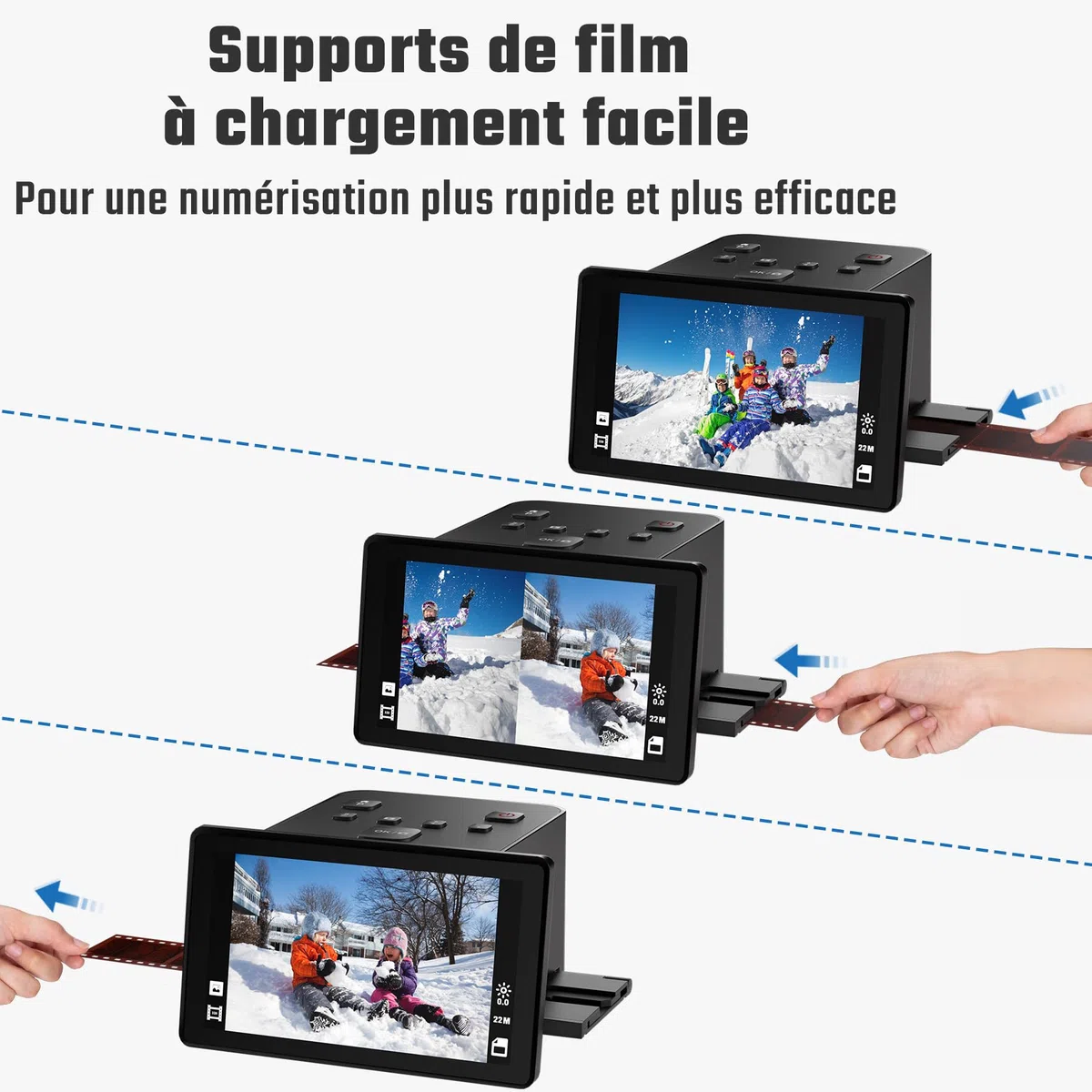 Scanner numérique de Films et de Diapositives avec Grand écran LCD de 5 Pouces, Scanner négatif et Scanner de Diapositives pour numériser, convertit 135, 126 KPK, 110 négatifs et Super 8 Films en 22