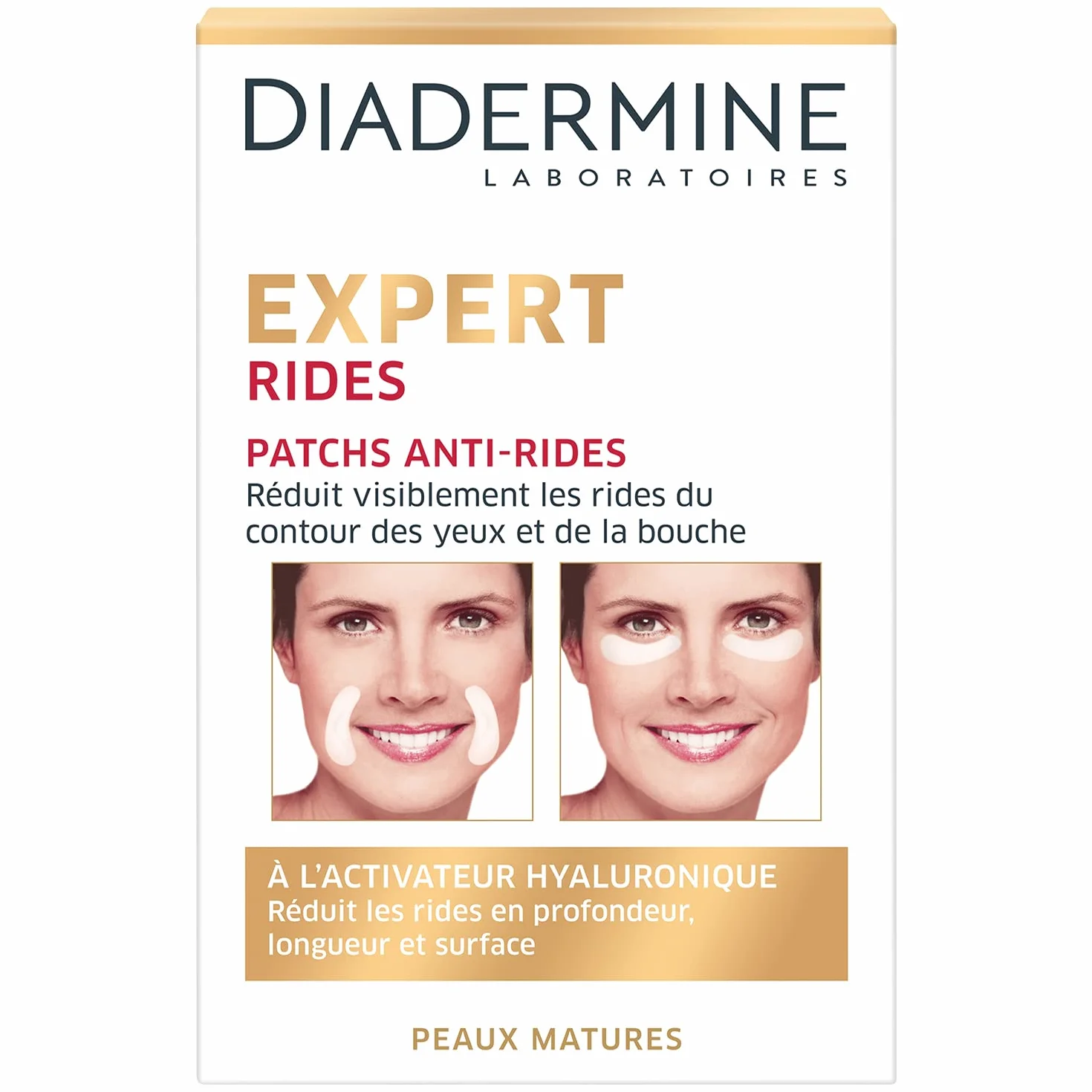 Diadermine Patchs Anti-Rides Visage Contour des Yeux et de la Bouche Expert Rides 3D 12 patchs