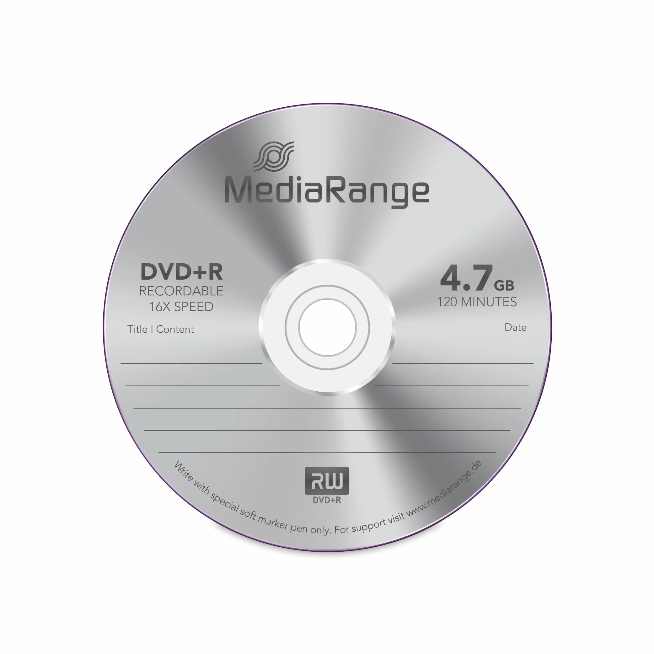 MEDIARANGE MR443 DVD R Lot de 100 4,7 Go 16x