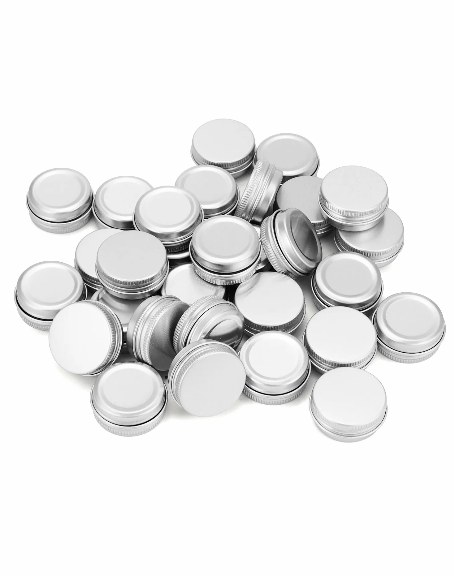 QWORK 30 Pièces Pots Rond en Aluminium avec Couvercle 15ml pour Maquillage Crème Baume à Lèvres