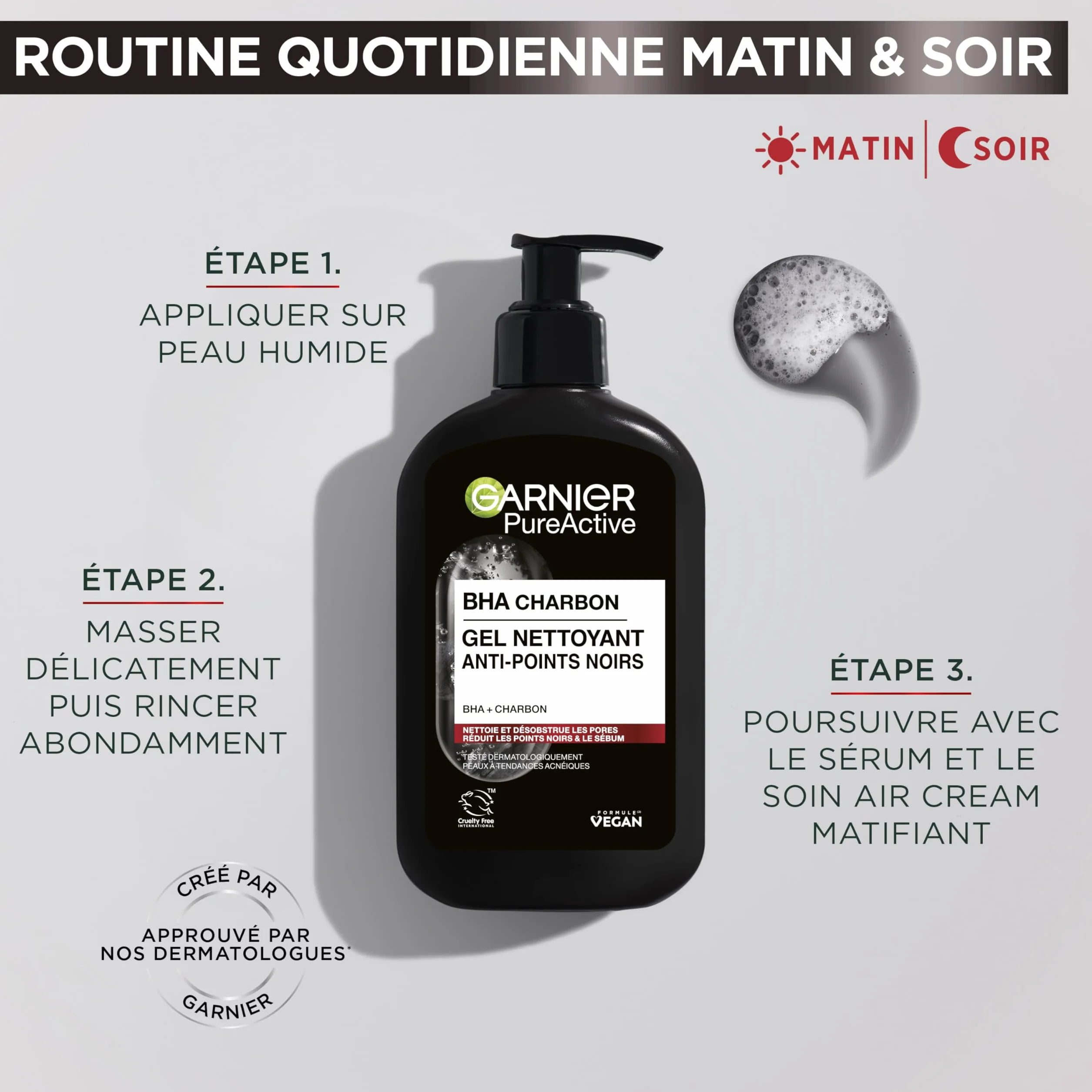 Garnier Pure Active Gel Nettoyant Charbon Anti-Points Noirs 250 ml